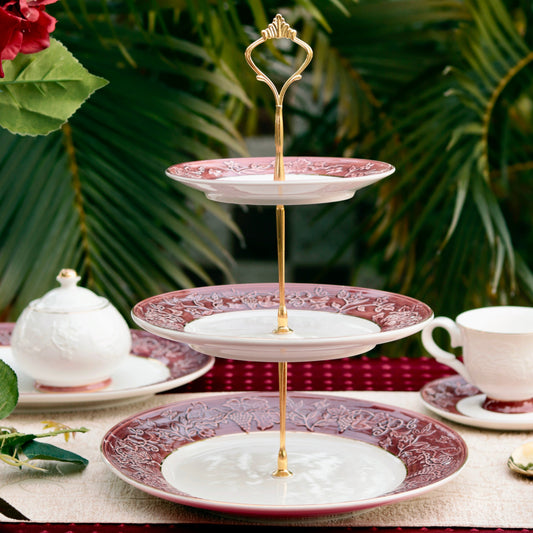 Ruby Red Three Tier Dessert Stand - Vigneto