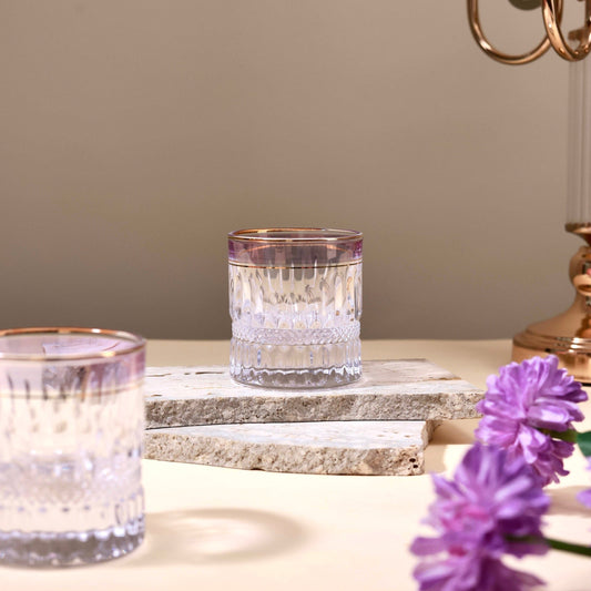 Crystal Pillar Glasses (Plum Tint, Set of 6, 160 ML)