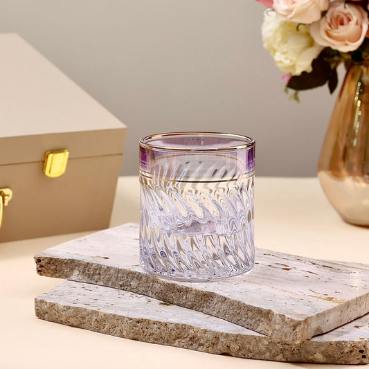 Crystal Wave Glasses (Plum Tint, Set of 6, 160 ML)