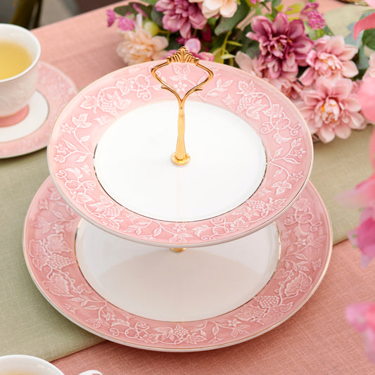 Pink Sapphire Two Tier Dessert Stand - Vigneto