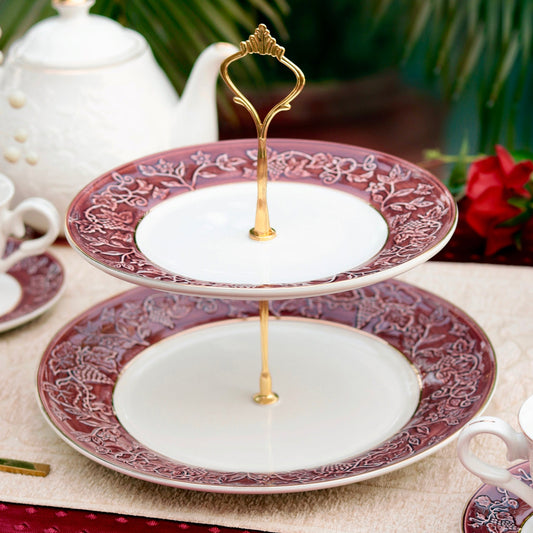 Ruby Red Two Tier Dessert Stand - Vigneto