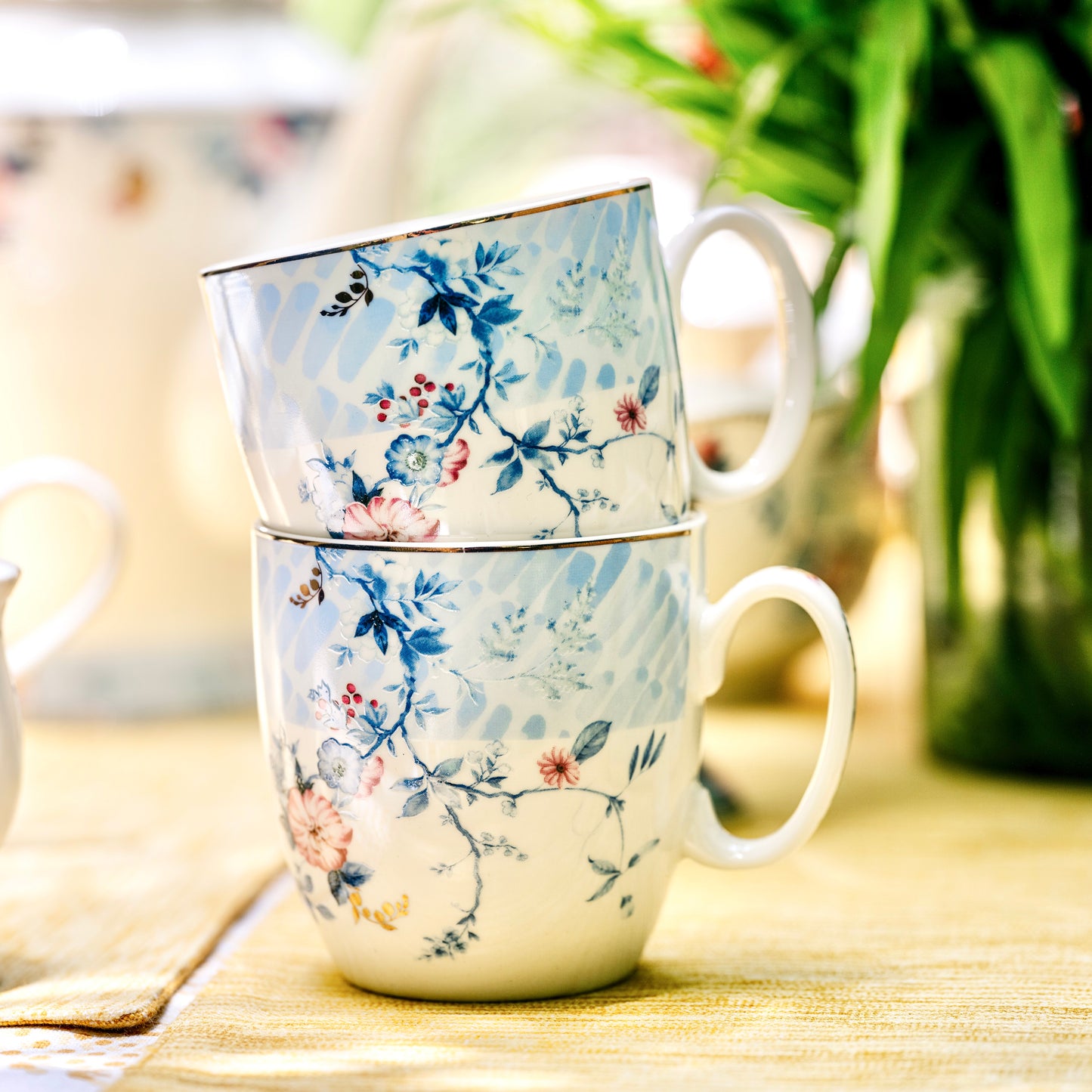 Spring Meadows Mug Set (Capacity 170 ML, Set of 6) - Vigneto