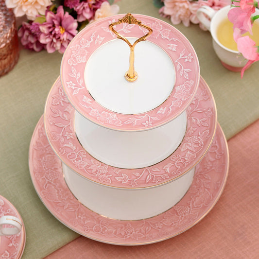Pink Sapphire Three Tier Dessert Stand - Vigneto