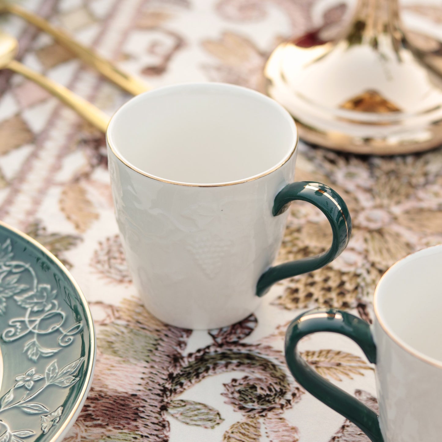 Emerald Green Mug Set (Capacity 170 ML, Set of 6) - Vigneto