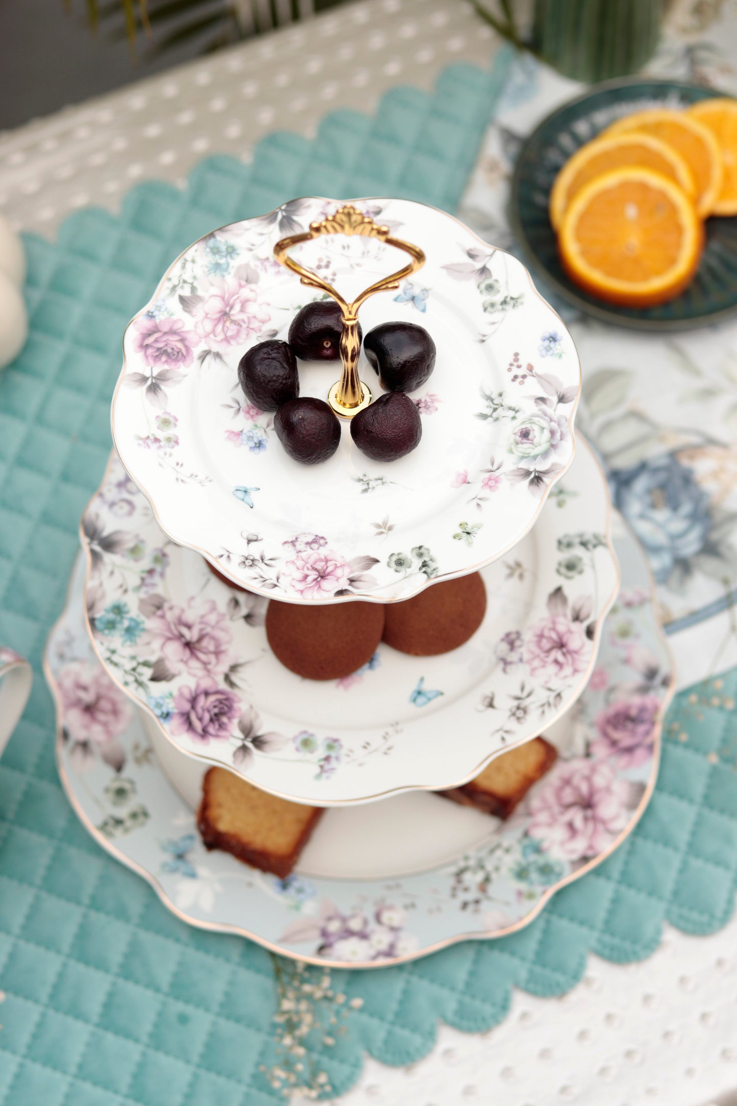 Peony Paradise Three Tier Dessert Stand - Vigneto