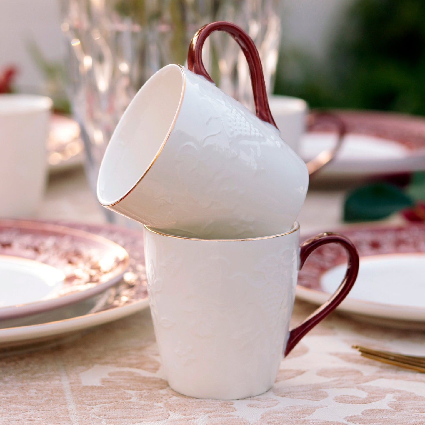 Ruby Red Mug Set (Capacity 170 ML, Set of 6) - Vigneto