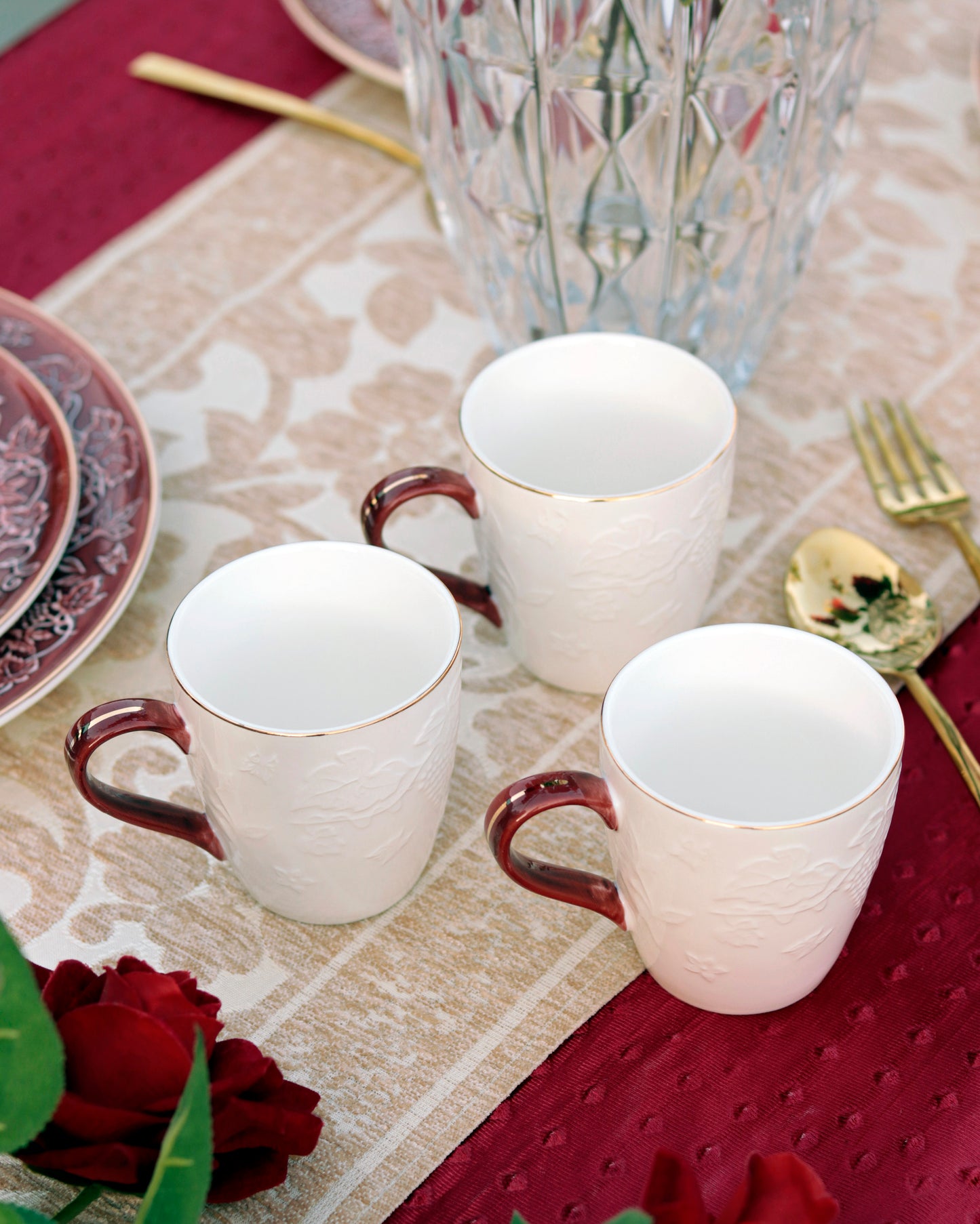 Ruby Red Mug Set (Capacity 170 ML, Set of 6) - Vigneto
