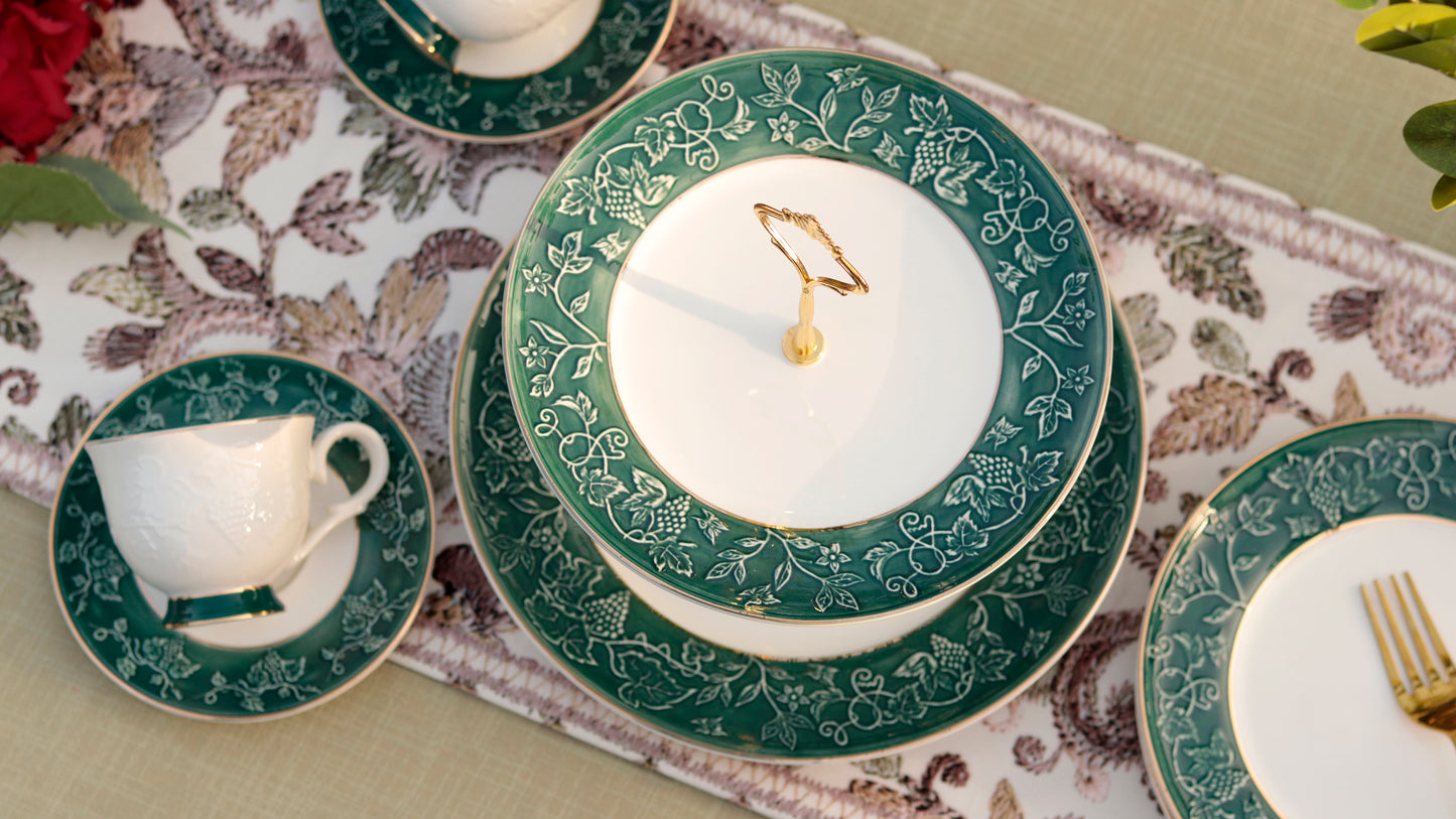 Emerald Green Two Tier Dessert Stand - Vigneto