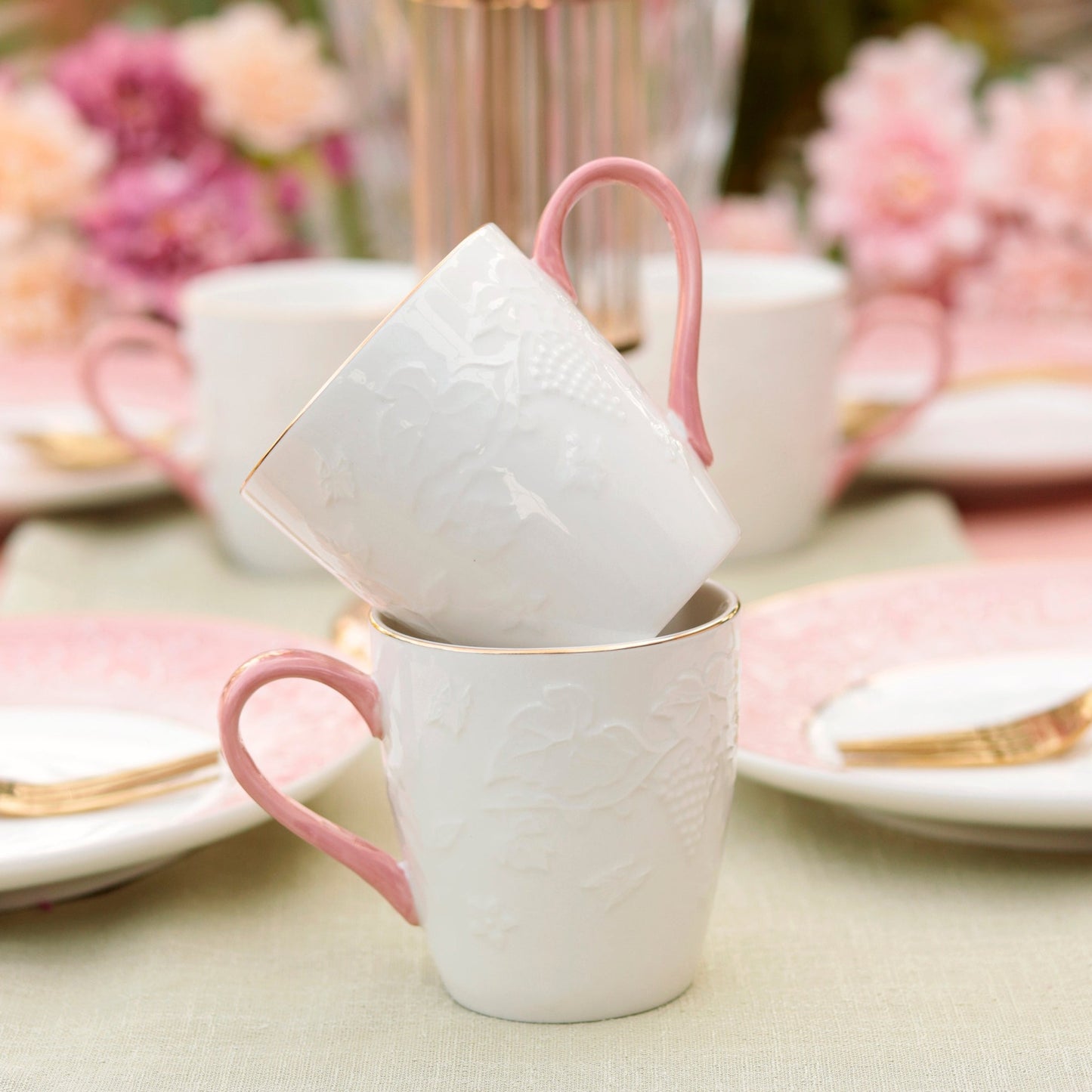 Pink Sapphire Mug Set (Capacity 170 ML, Set of 6) - Vigneto