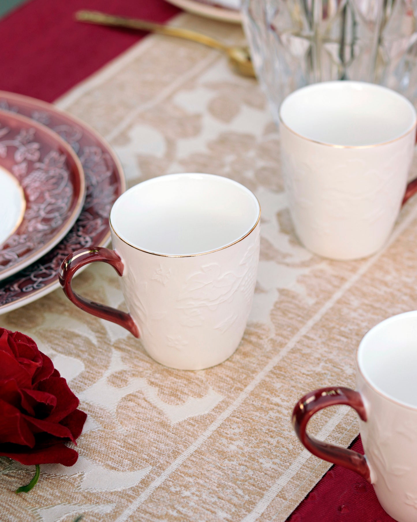 Ruby Red Mug Set (Capacity 170 ML, Set of 6) - Vigneto