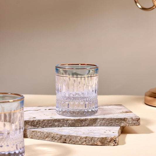 Crystal Pillar Glasses (Blue Tint, Set of 6, 160 ML)
