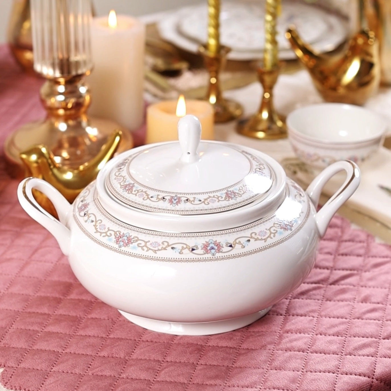 White Pattern 51 Pcs Dinner Set