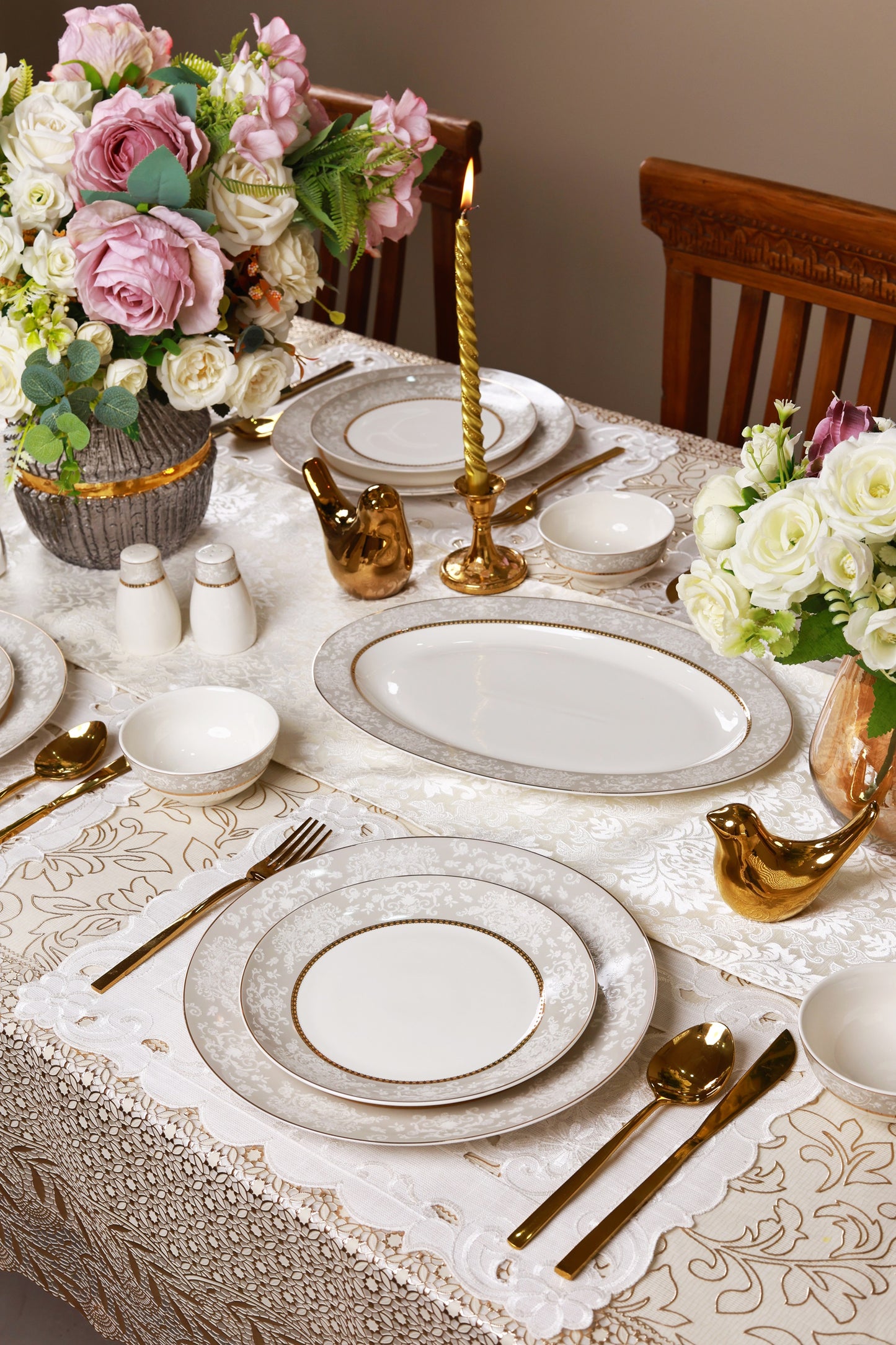 Fleur in Grey 52 Pcs Dinner Set