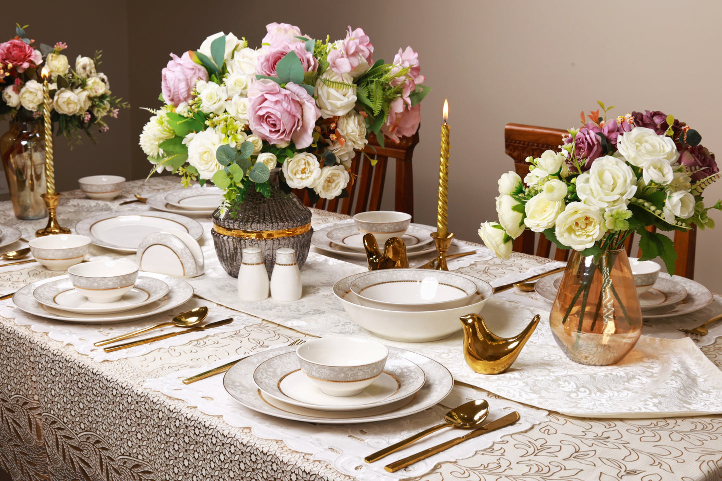 Fleur in Grey 52 Pcs Dinner Set