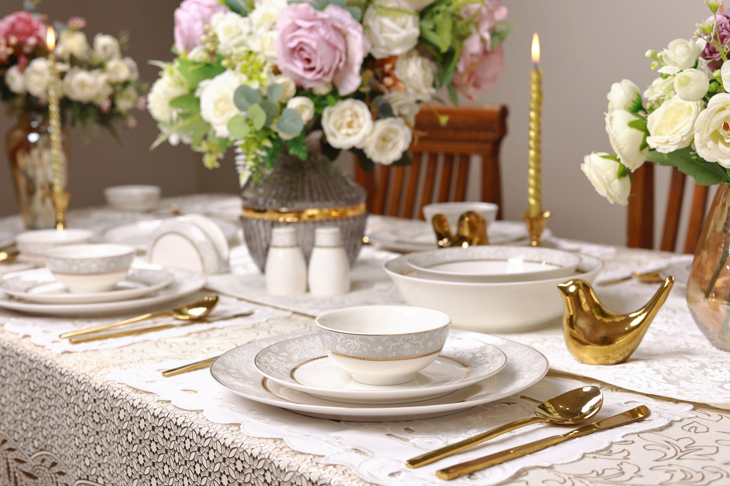 Fleur in Grey 52 Pcs Dinner Set