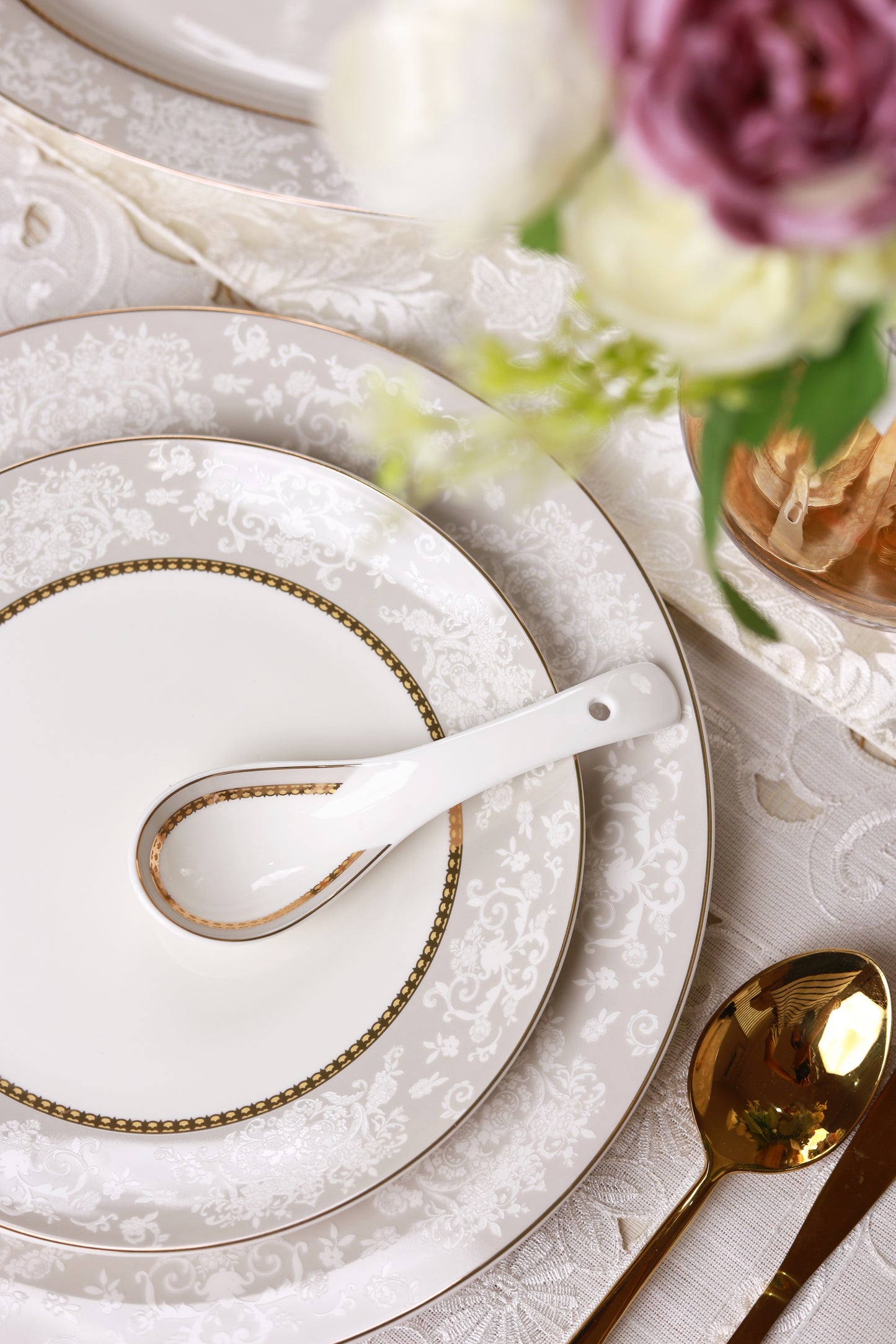 Fleur in Grey 52 Pcs Dinner Set