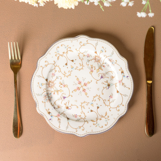 White Pattern 8" Quarter Plates (Set of 6) - Vigneto