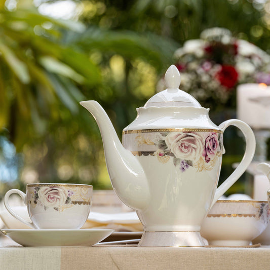 Gold Roses 15 Pcs Tea Set - Vigneto
