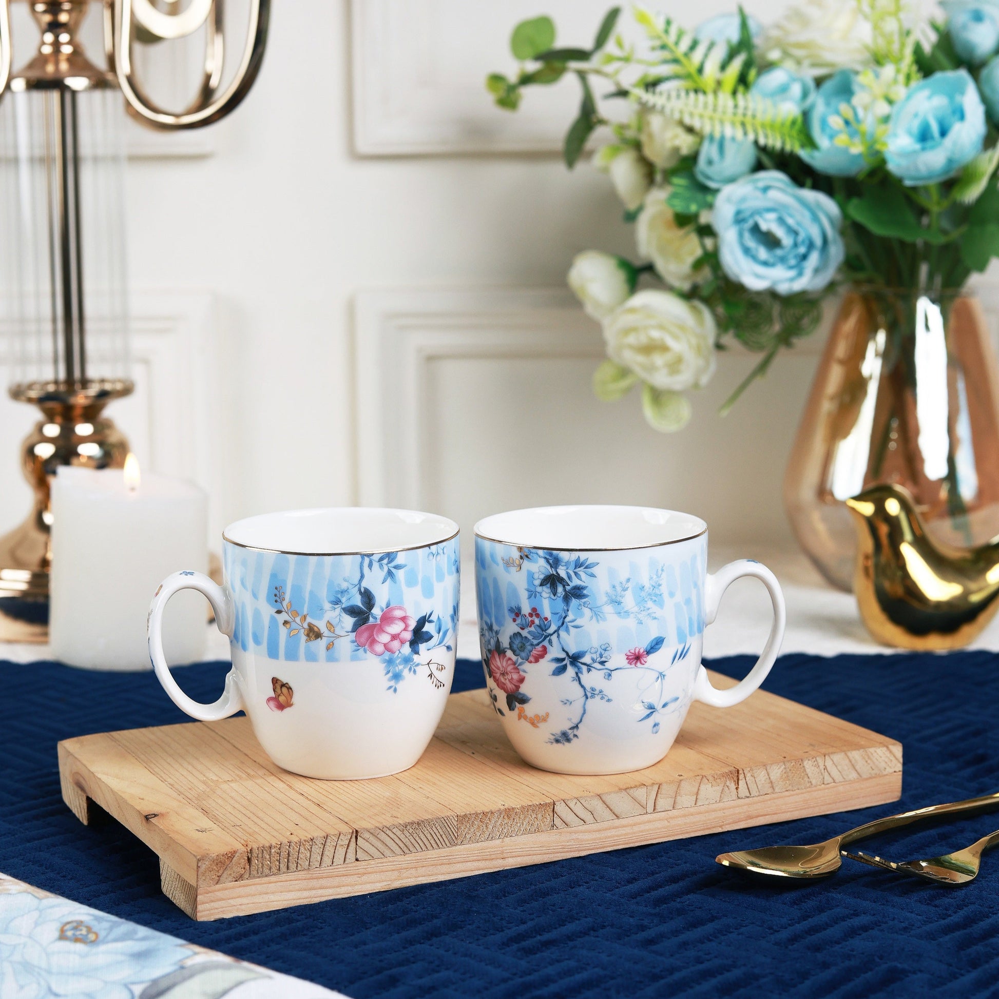 Spring Meadows Mug Set (Capacity 200 ML, Set of 6) - Vigneto