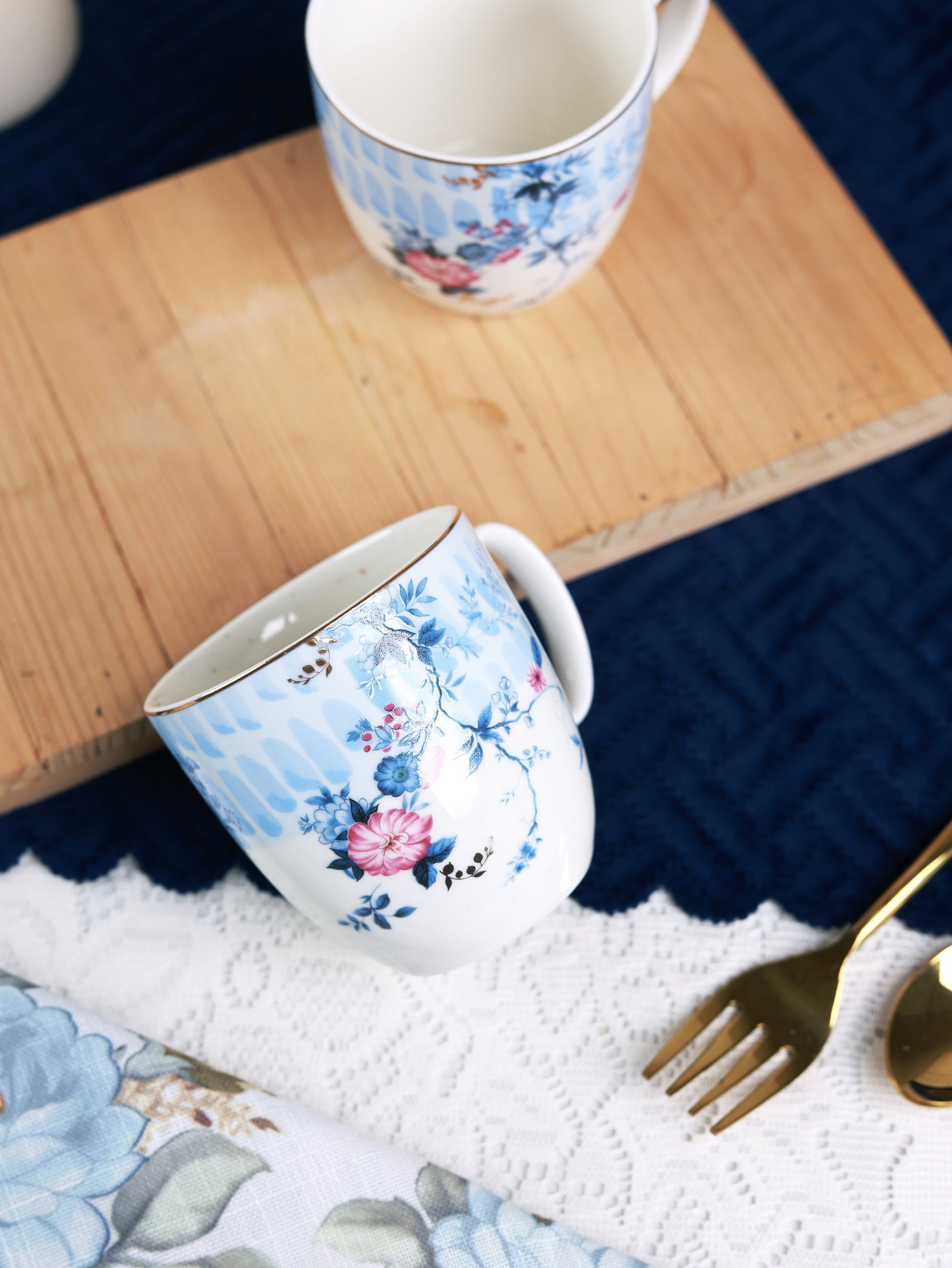 Spring Meadows Mug Set (Capacity 200 ML, Set of 6) - Vigneto