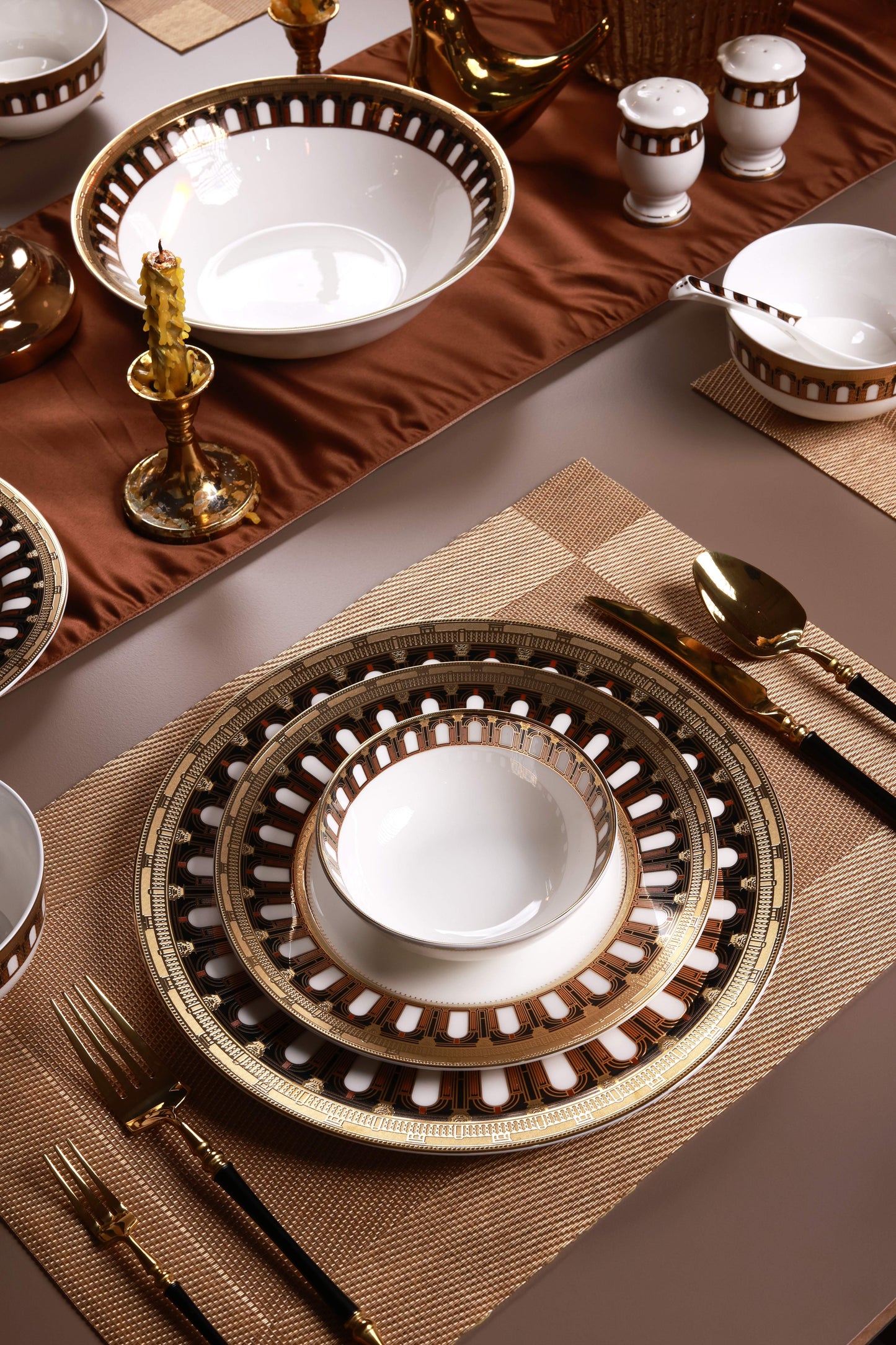 Colosseum Gold 36 Pcs Dinner Set (Palace Collection, 24K Embossed Gold)
