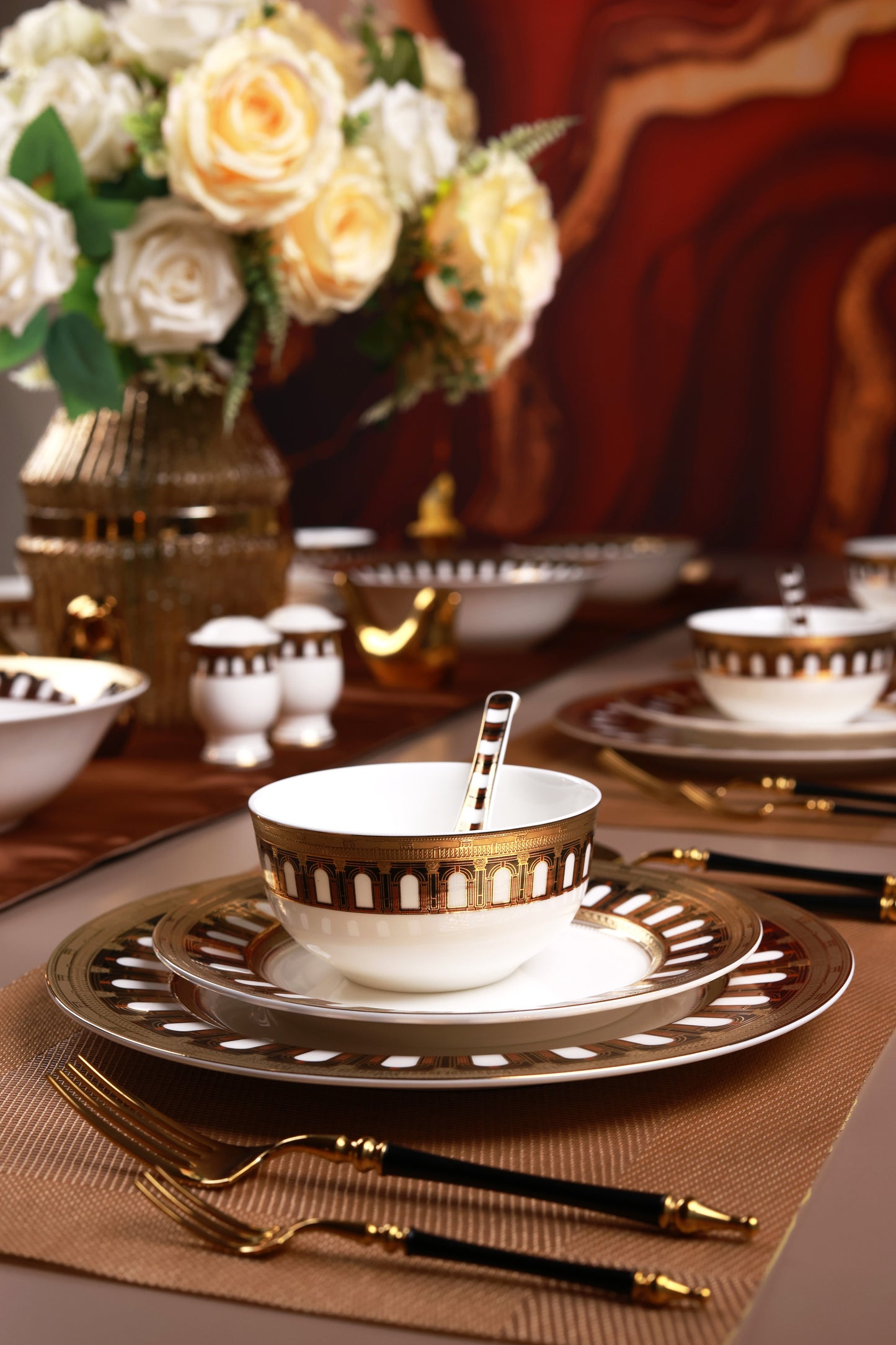 Colosseum Gold 36 Pcs Dinner Set (Palace Collection, 24K Embossed Gold)