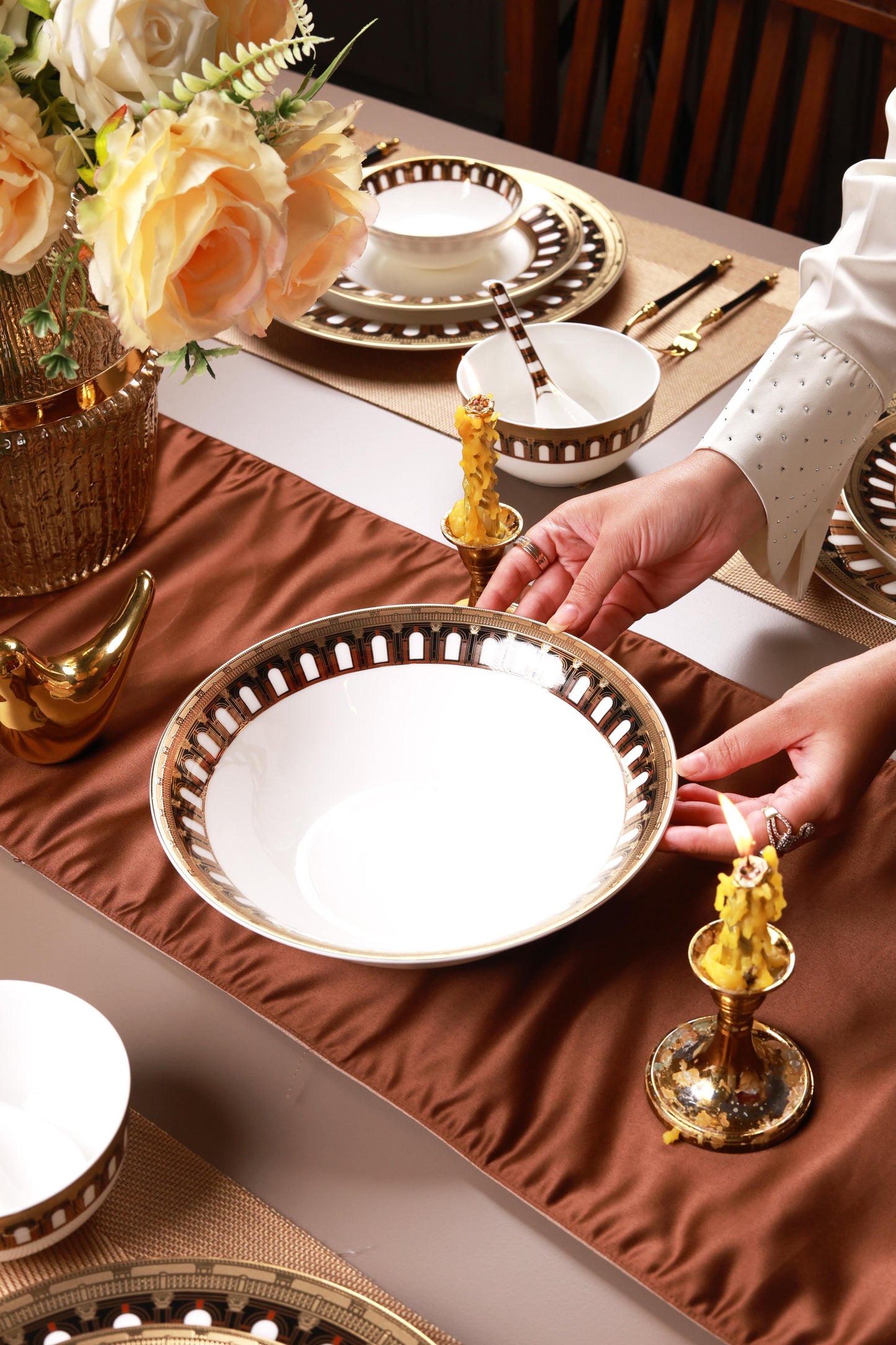 Colosseum Gold 36 Pcs Dinner Set (Palace Collection, 24K Embossed Gold)