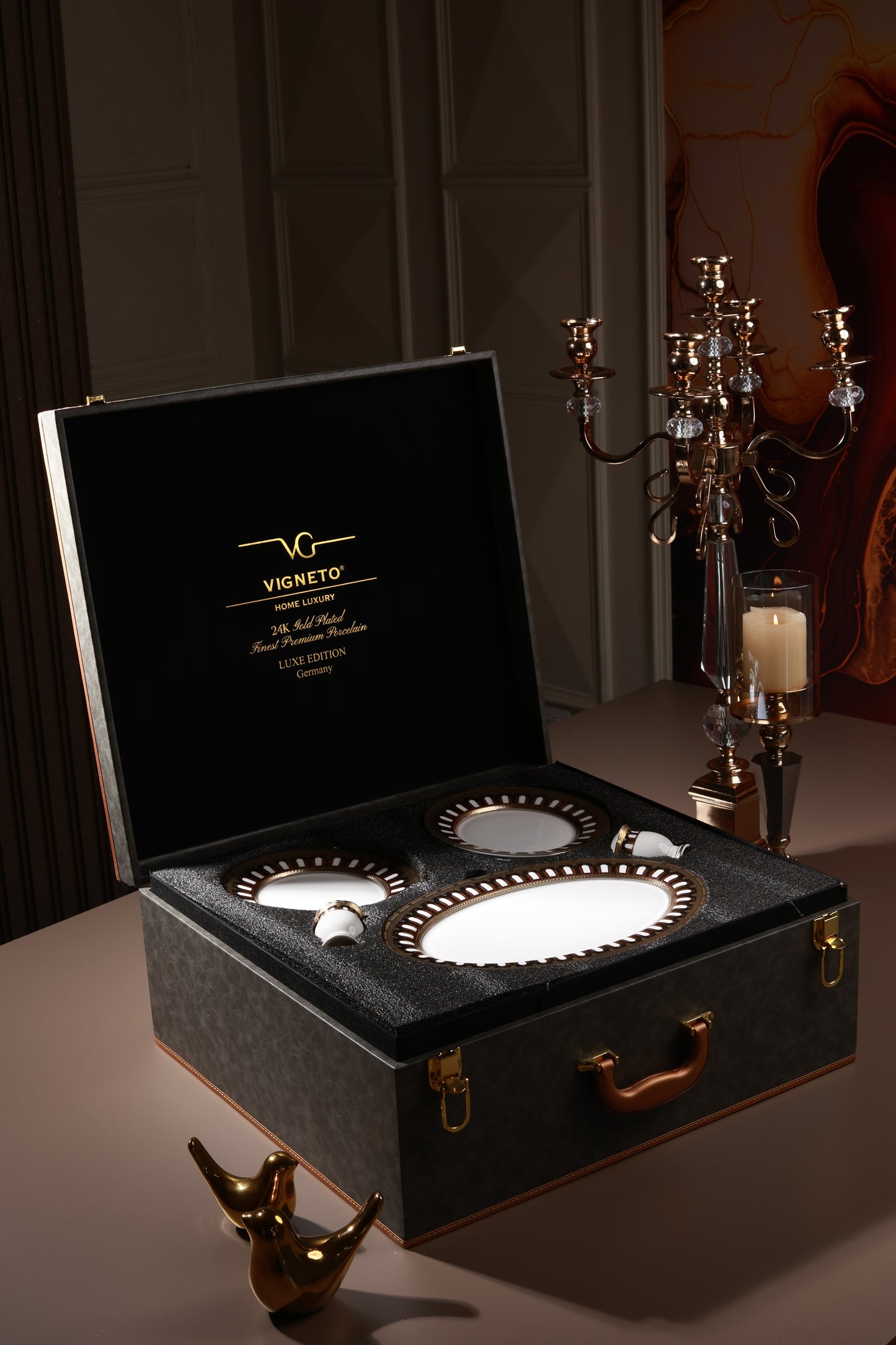 Colosseum Gold 36 Pcs Dinner Set (Palace Collection, 24K Embossed Gold)