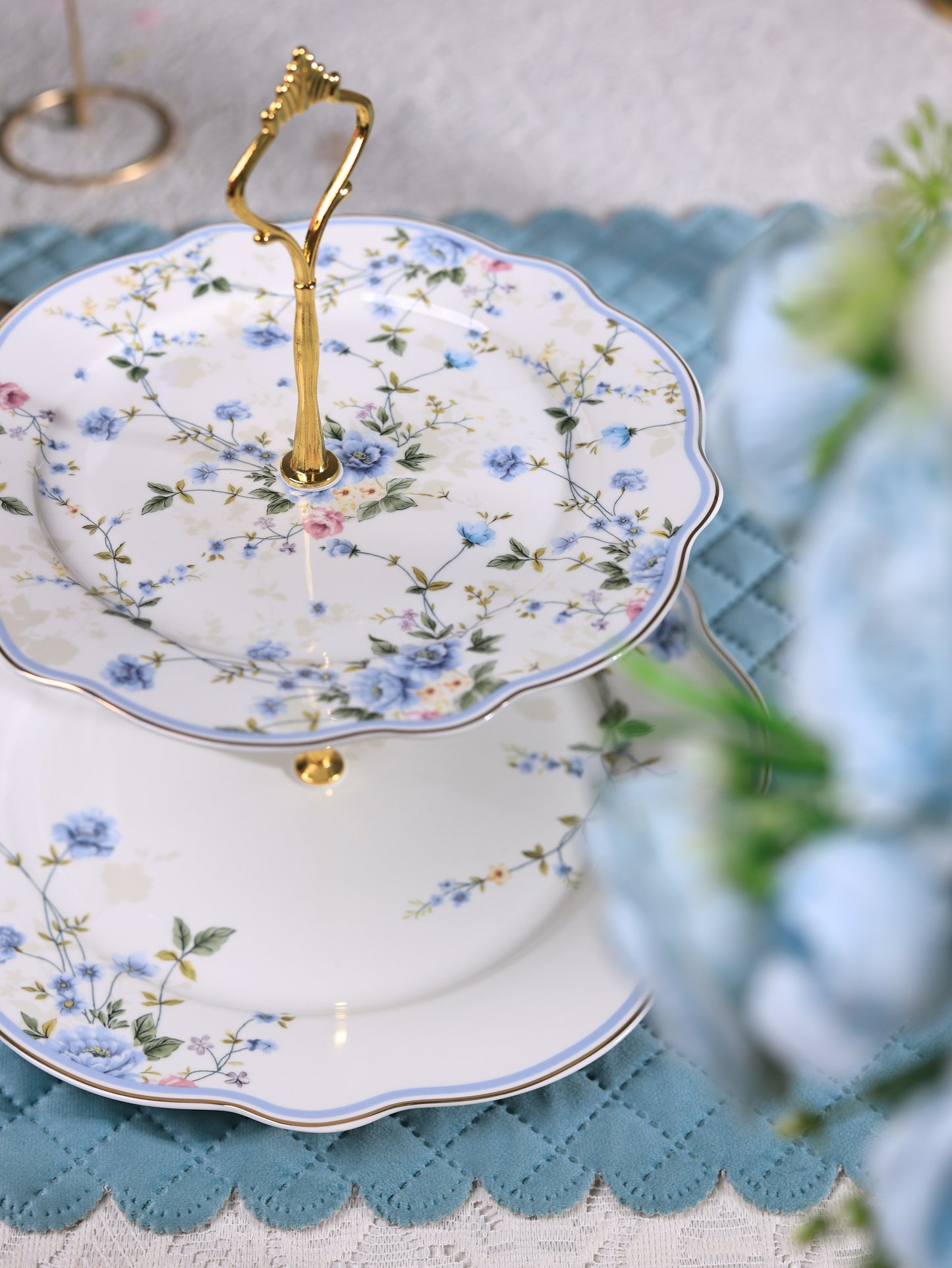 Yorkshire Bloom Two Tier Dessert Stand