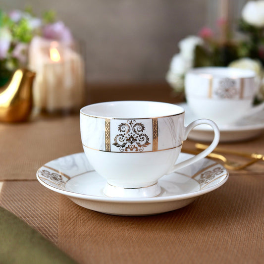 Regency Gold Cup and Saucer Set (6 Cups and 6 Saucers)