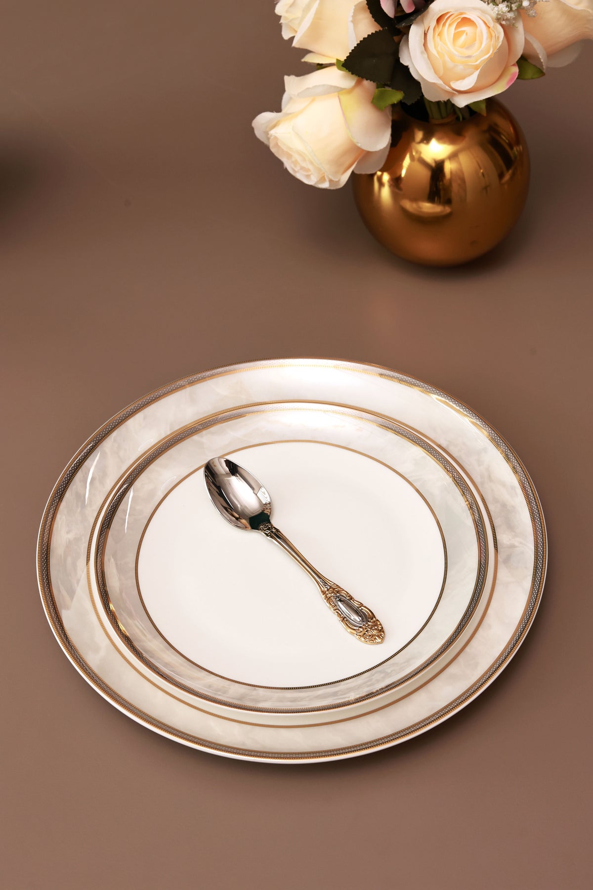Regal Medallion 6 Pcs Dessert Spoons (Palace Collection, 24K Gold Plated)