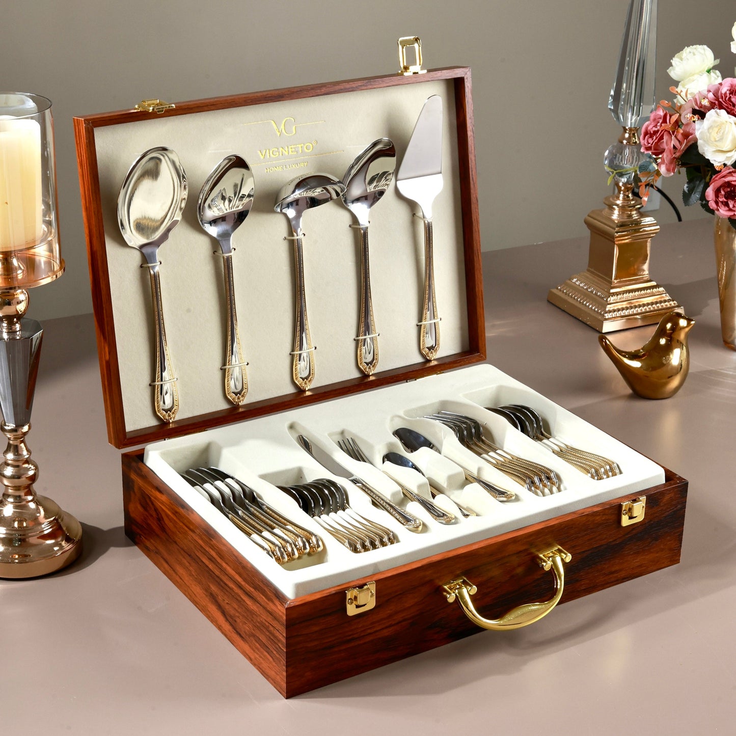 Venetian Gold 65 Pcs Cutlery Set (Palace Collection, 24K Gold Plated)