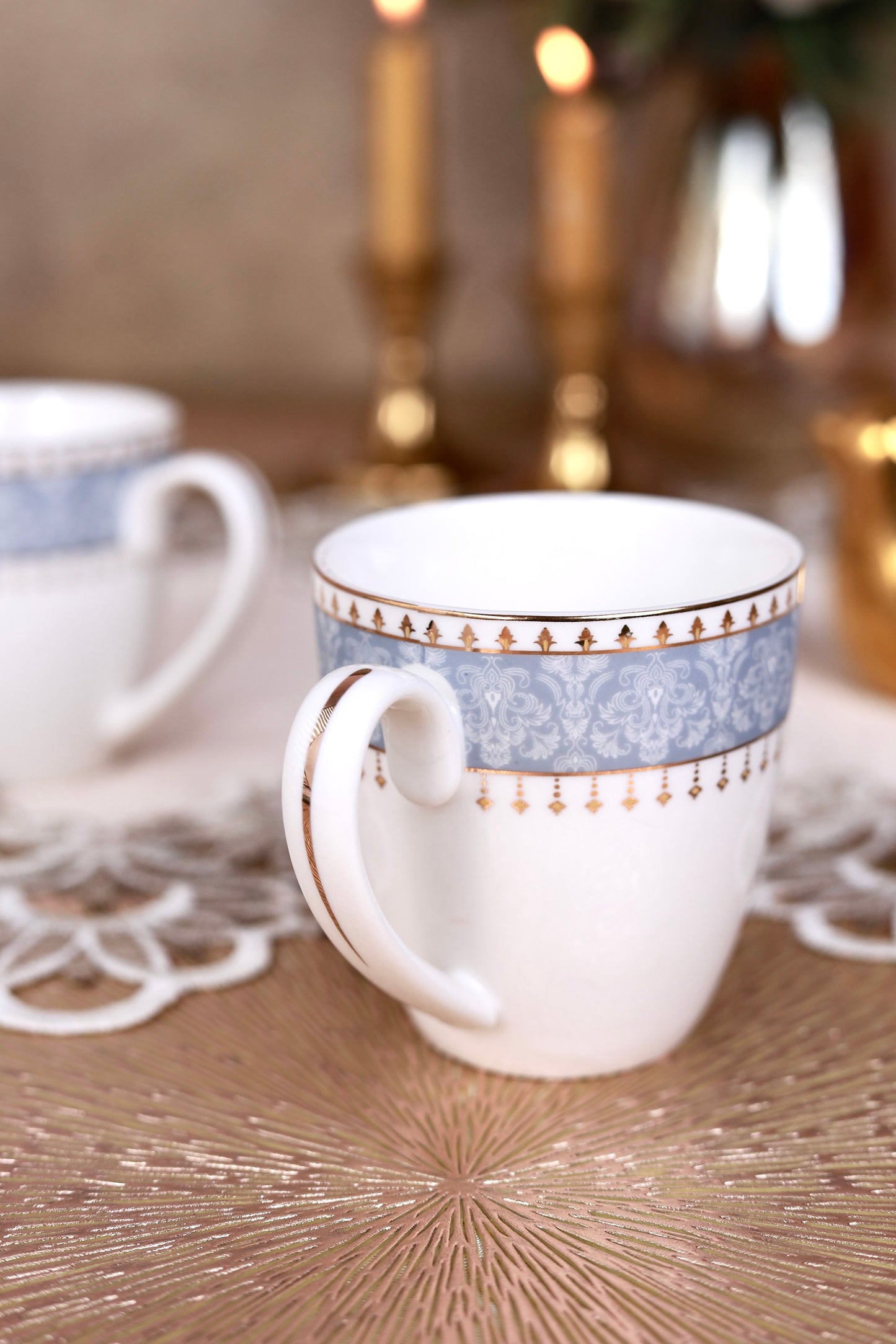 Georgian Blue Mug Set (Capacity 170 ML, Set of 6)