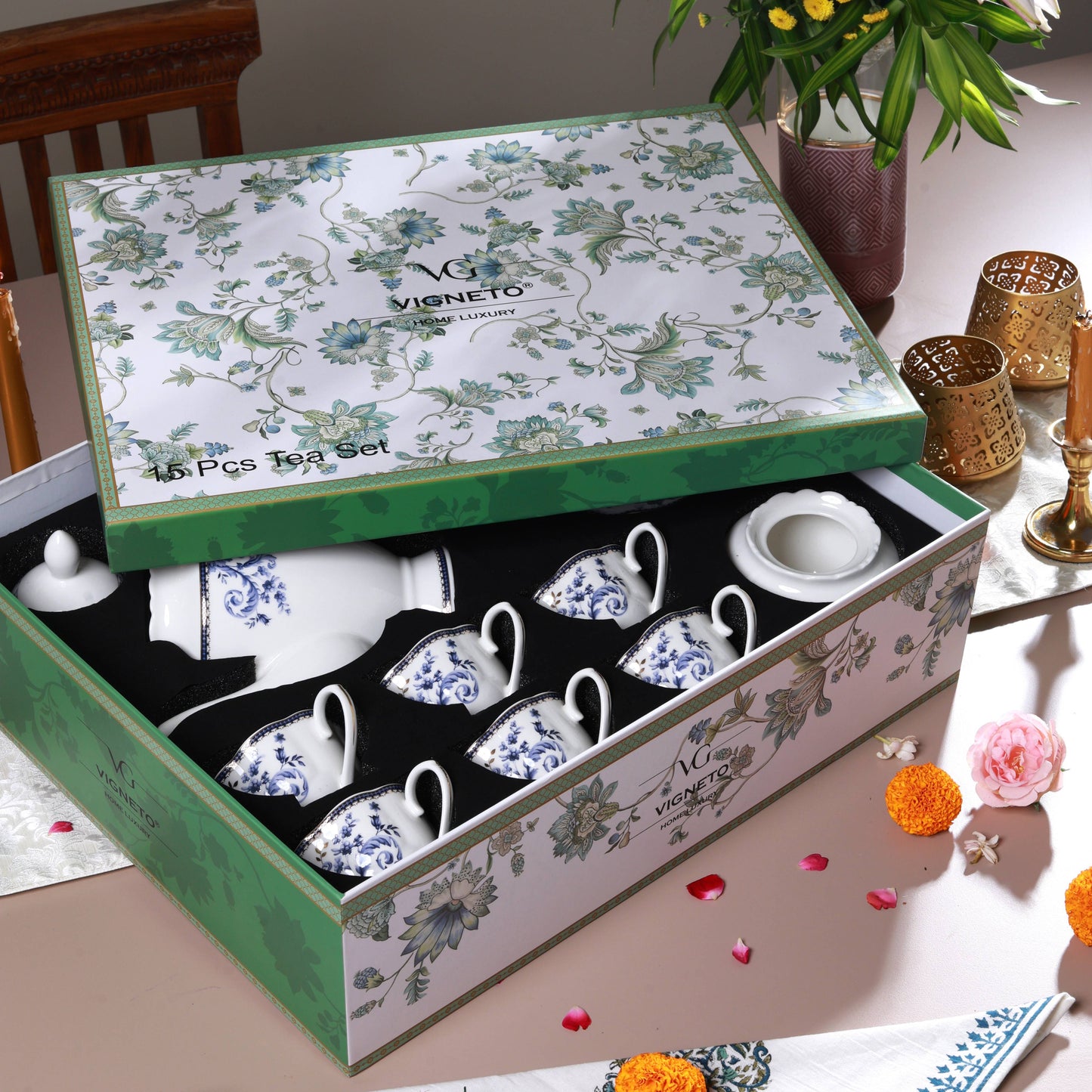 Midnight Blue 15 Pcs Tea Set (Vintage Collection)