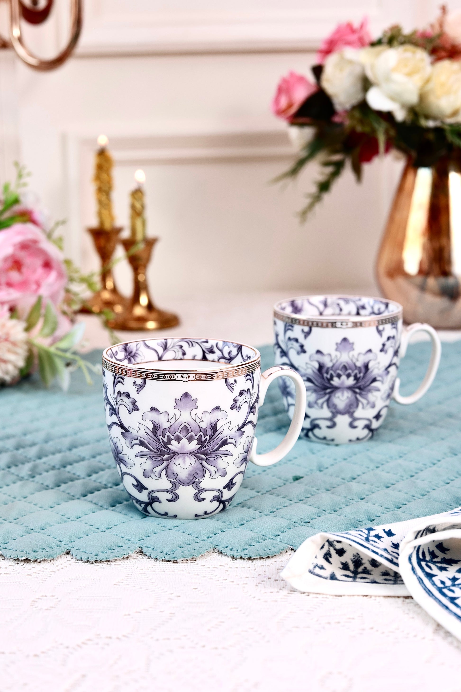 Royal Blue Mug Set (Capacity 200 ML, Set of 6) - Vigneto