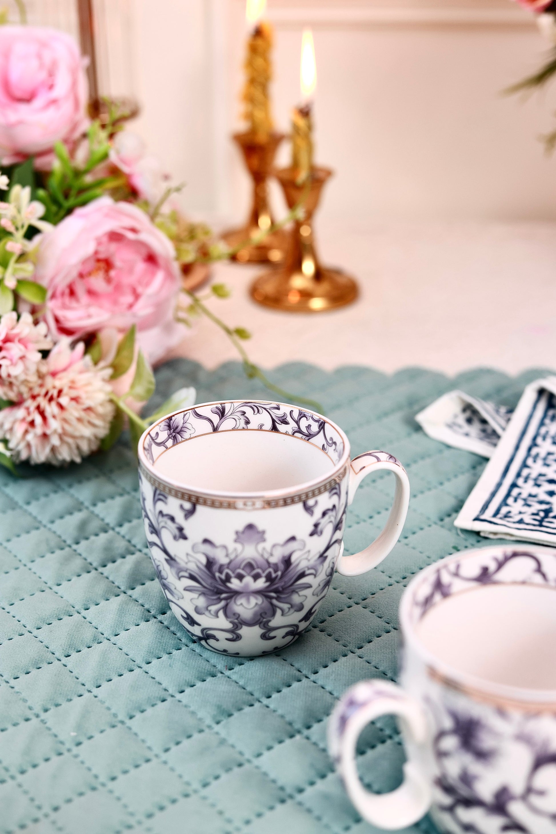 Royal Blue Mug Set (Capacity 200 ML, Set of 6) - Vigneto