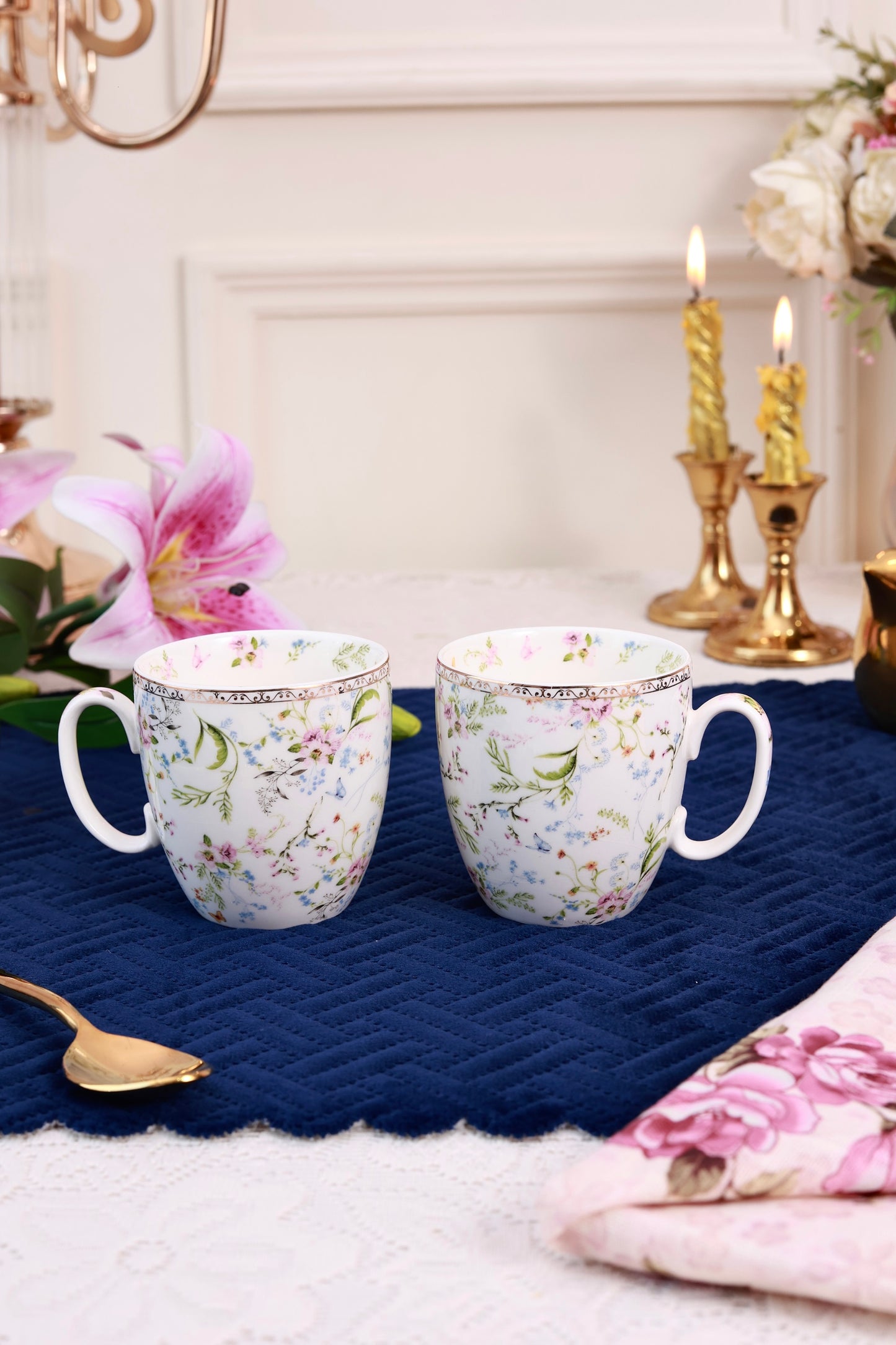 Flower Bed Mug Set (Capacity 200 ML, Set of 6) - Vigneto