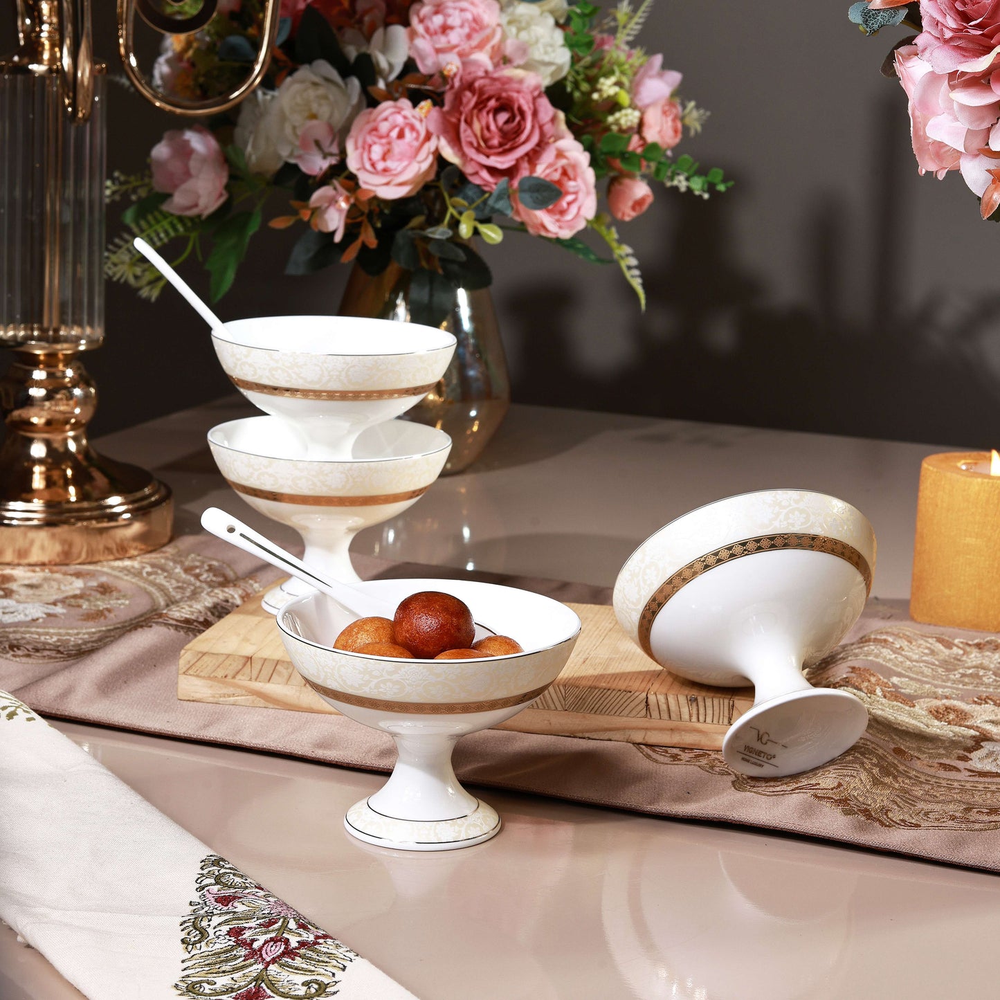 Opaline Gold Dessert Cups (Set of 6)