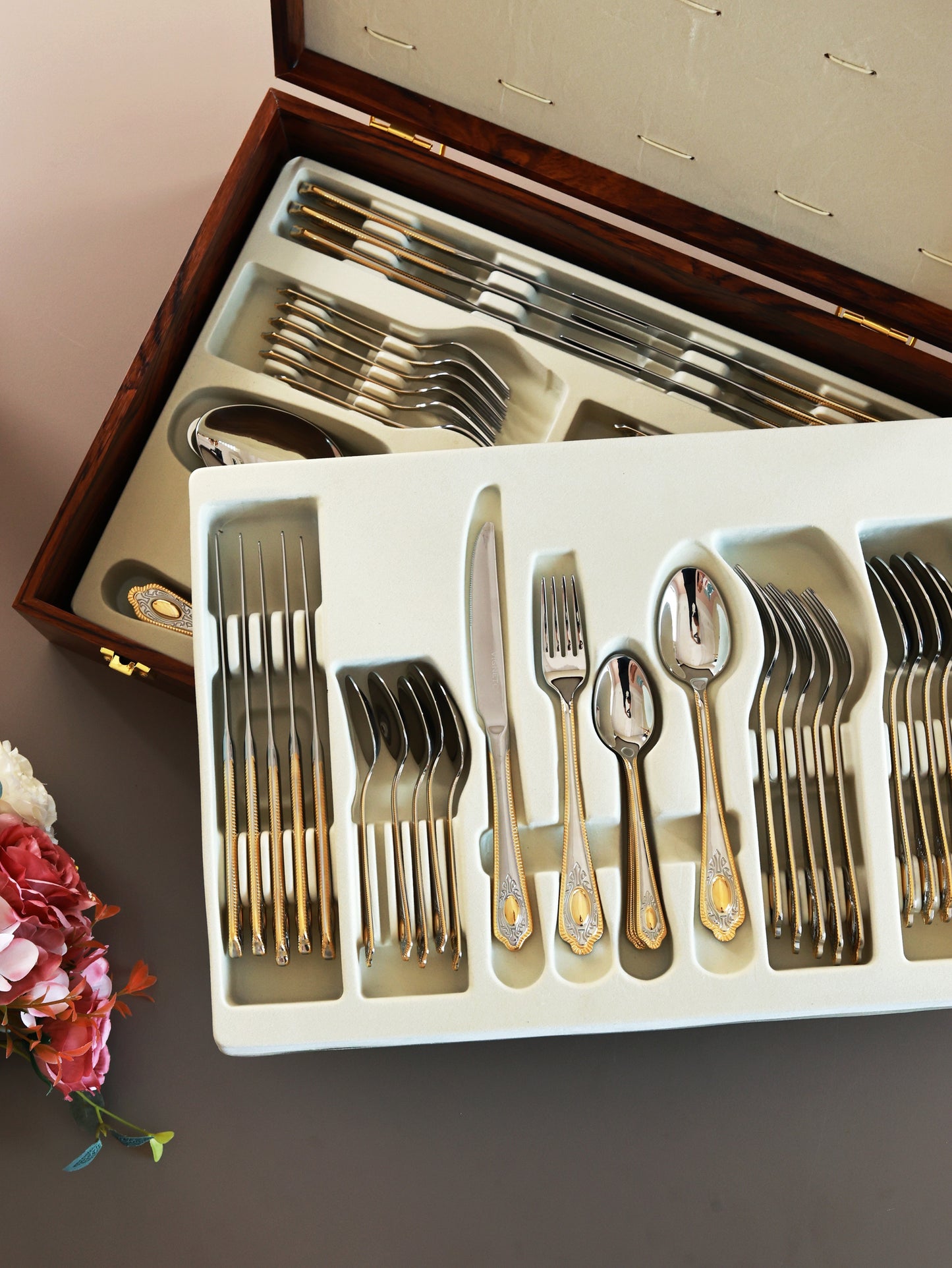 Empress Gold 65 Pcs Cutlery Set (Palace Collection, 24K Gold Plated)
