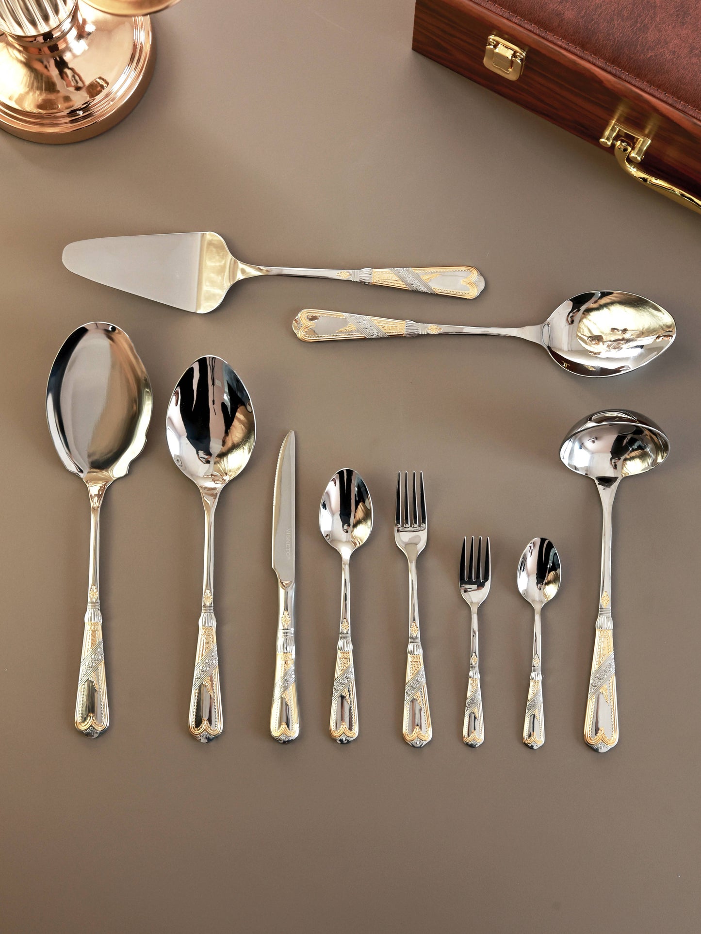 Silver Jewel 65 Pcs Cutlery Set (Palace Collection, 24K Gold Plated)