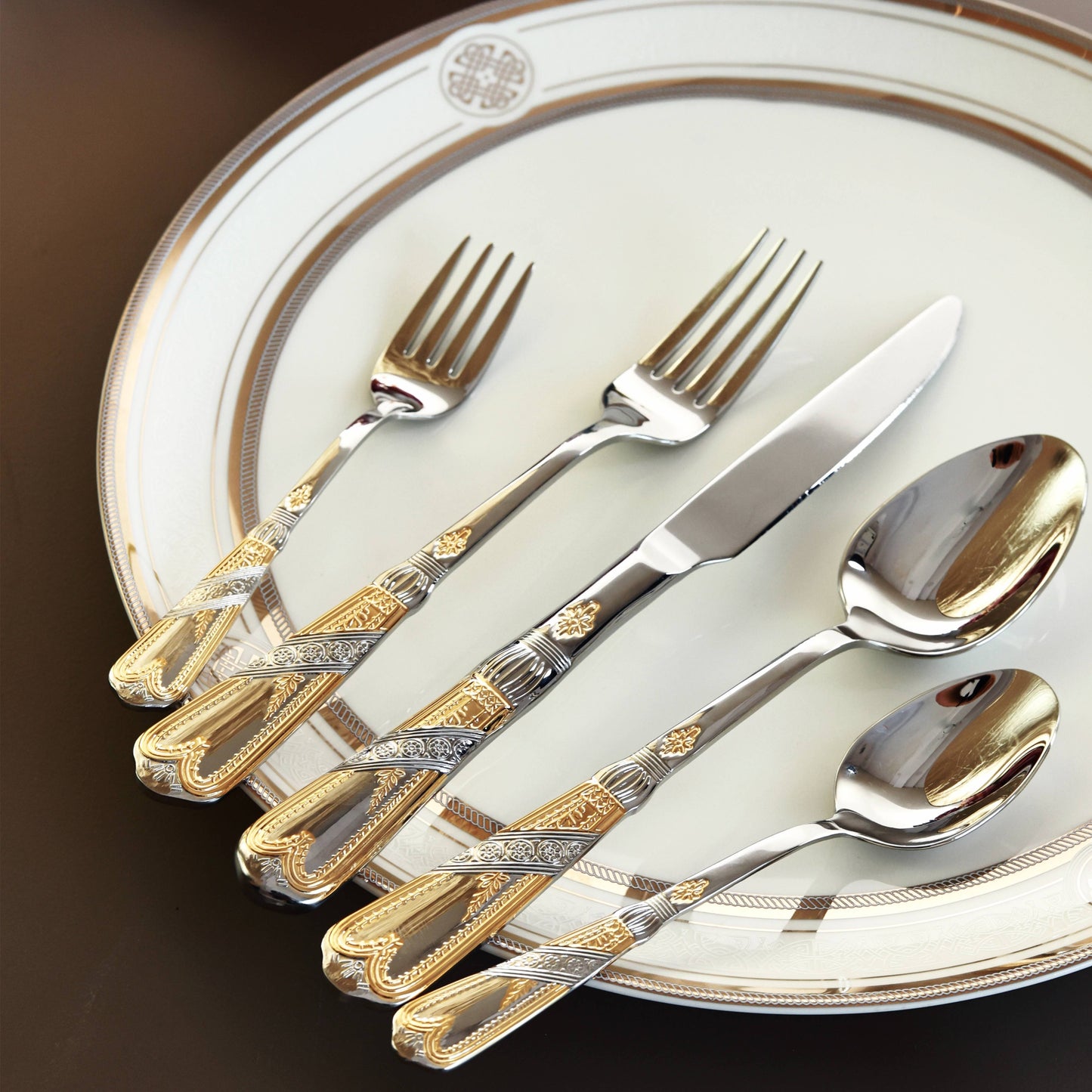 Silver Jewel 65 Pcs Cutlery Set (Palace Collection, 24K Gold Plated)