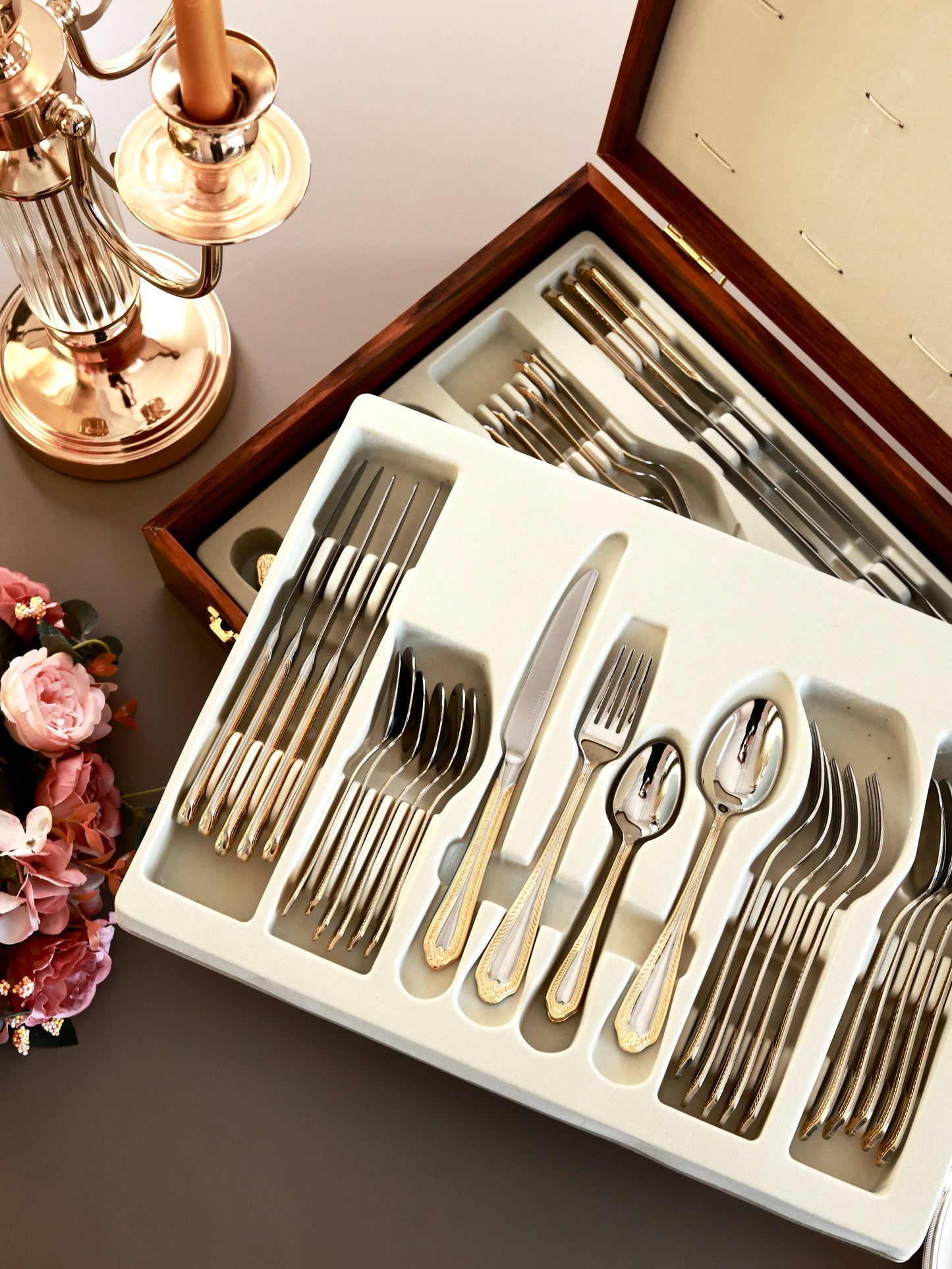 Venetian Gold 65 Pcs Cutlery Set (Palace Collection, 24K Gold Plated)