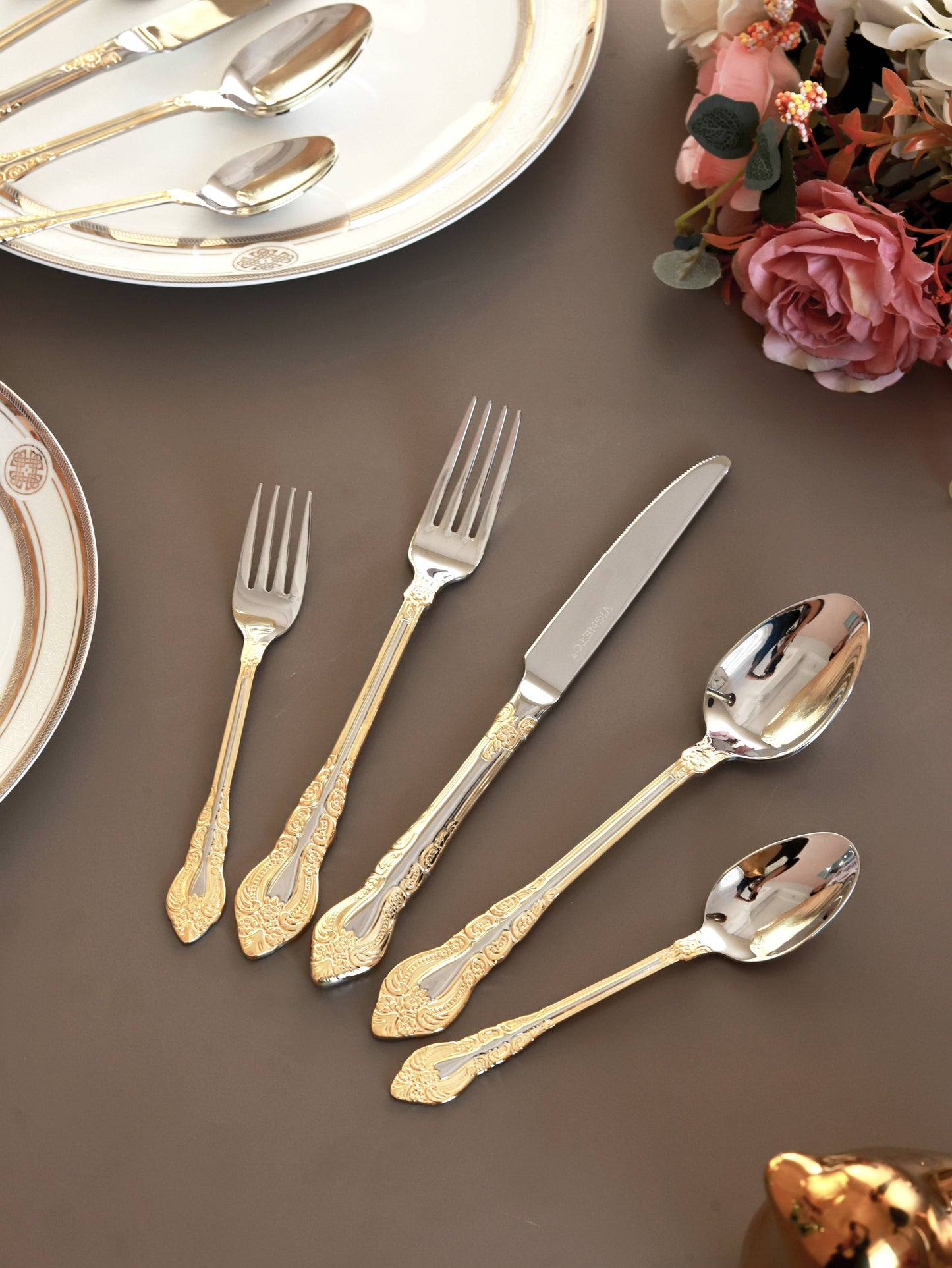 Royal Crest 65 Pcs Cutlery Set (Palace Collection, 24K Gold Plated)