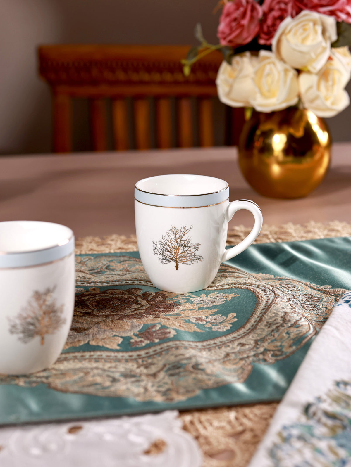 Celestial Blue Mug Set (Capacity 170 ML, Set of 6)