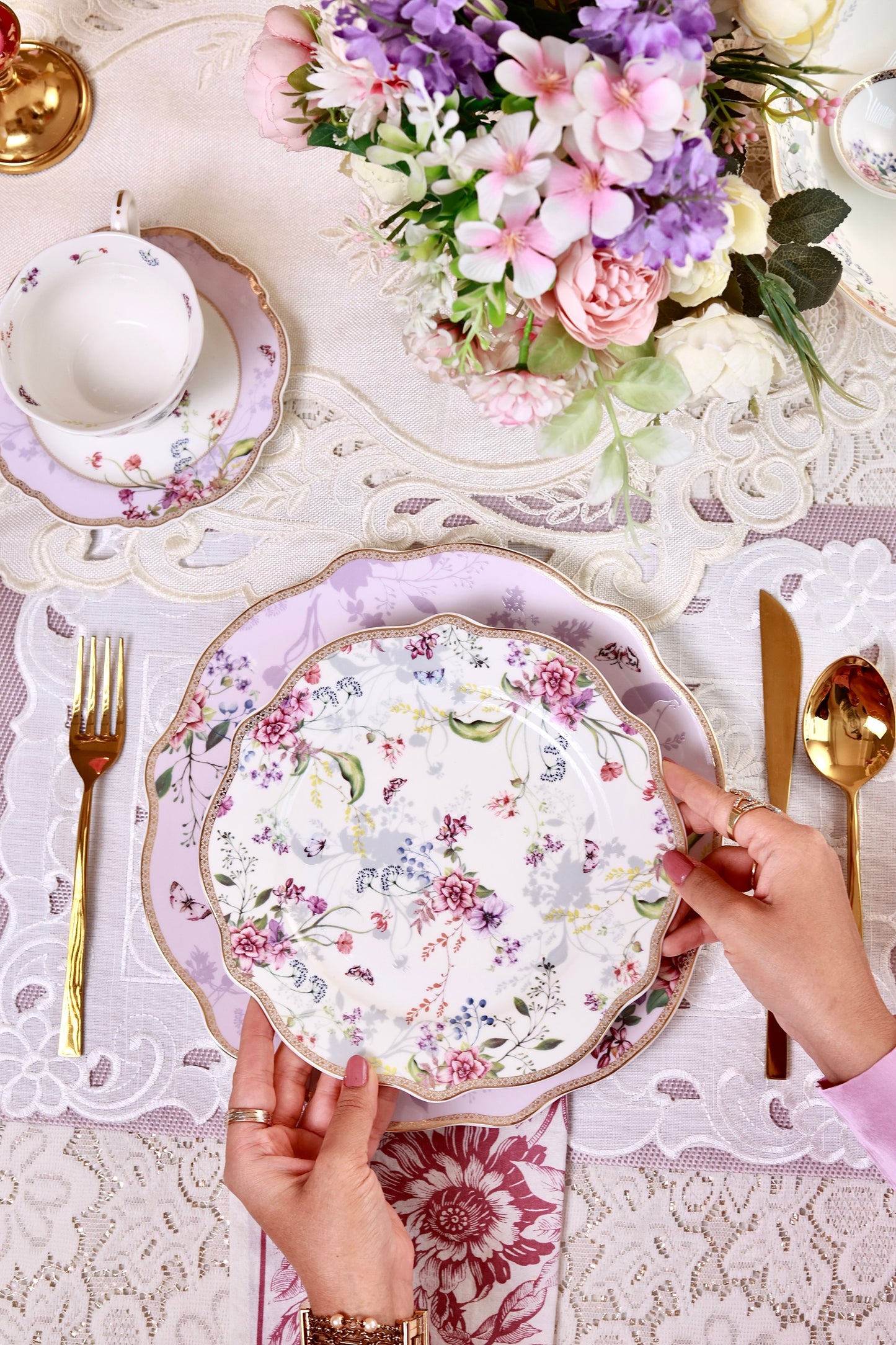 Lilac Garden 51 Pcs Dinner Set