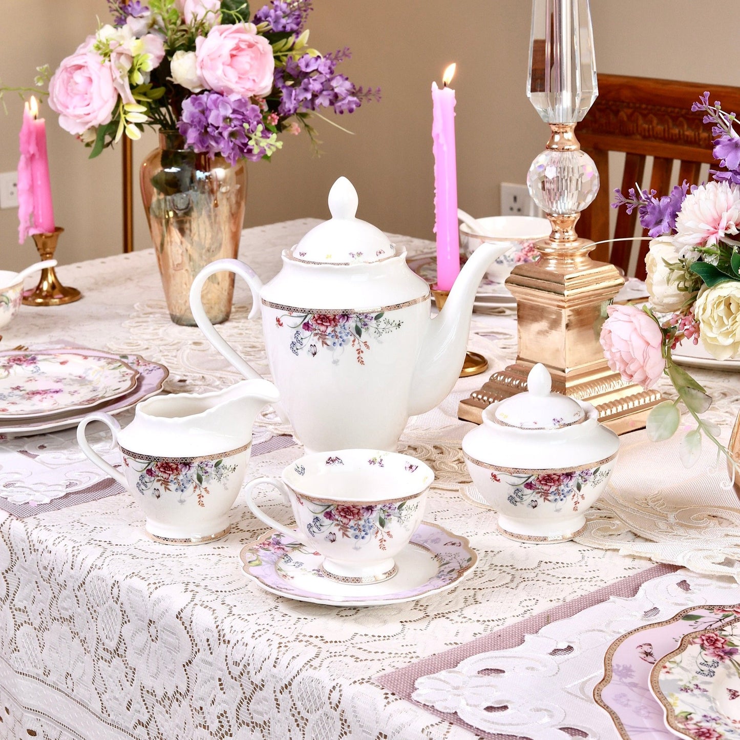 Lilac Garden 15 Pcs Tea Set (Vintage Collection)