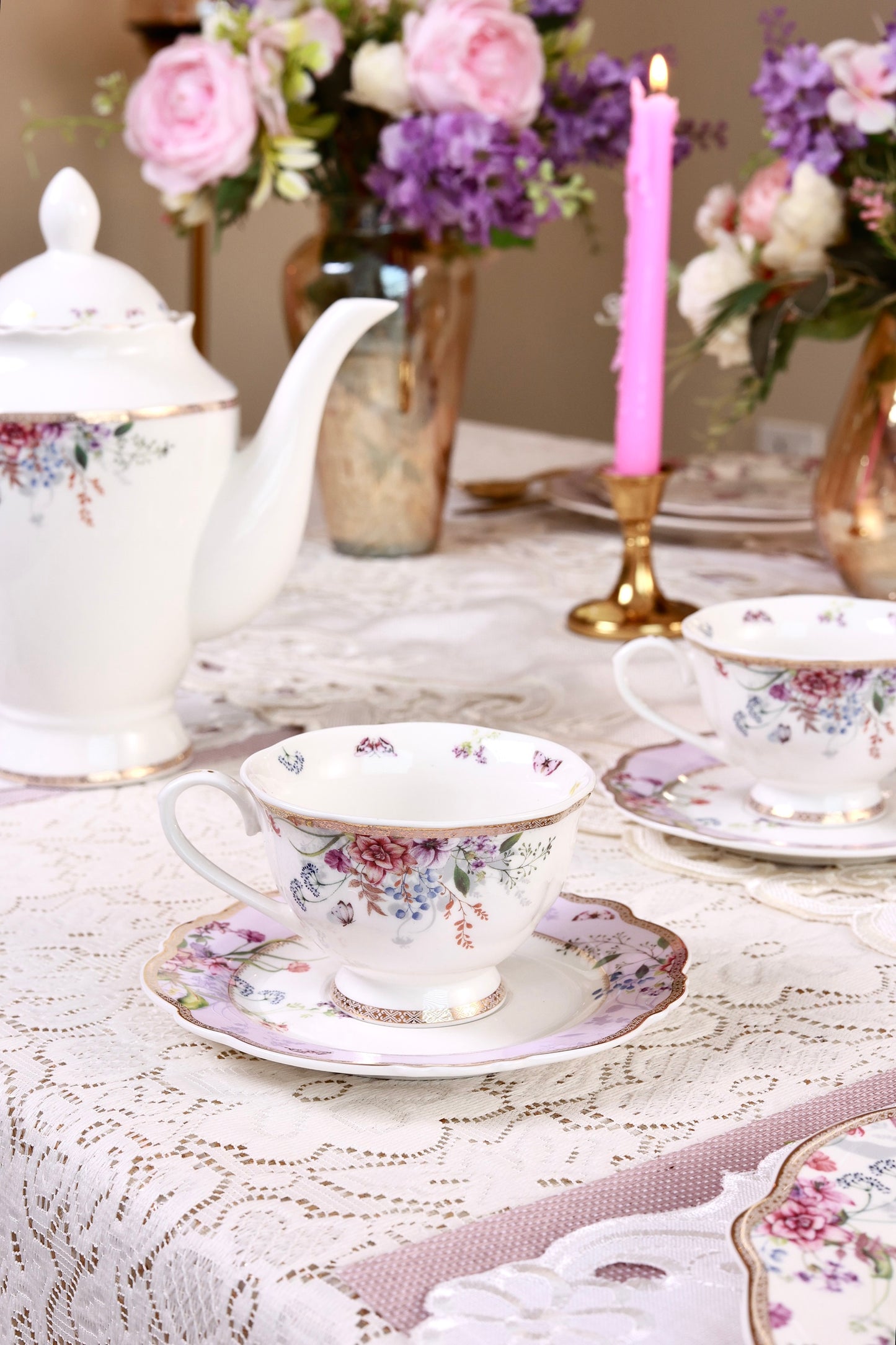 Lilac Garden 15 Pcs Tea Set (Vintage Collection)