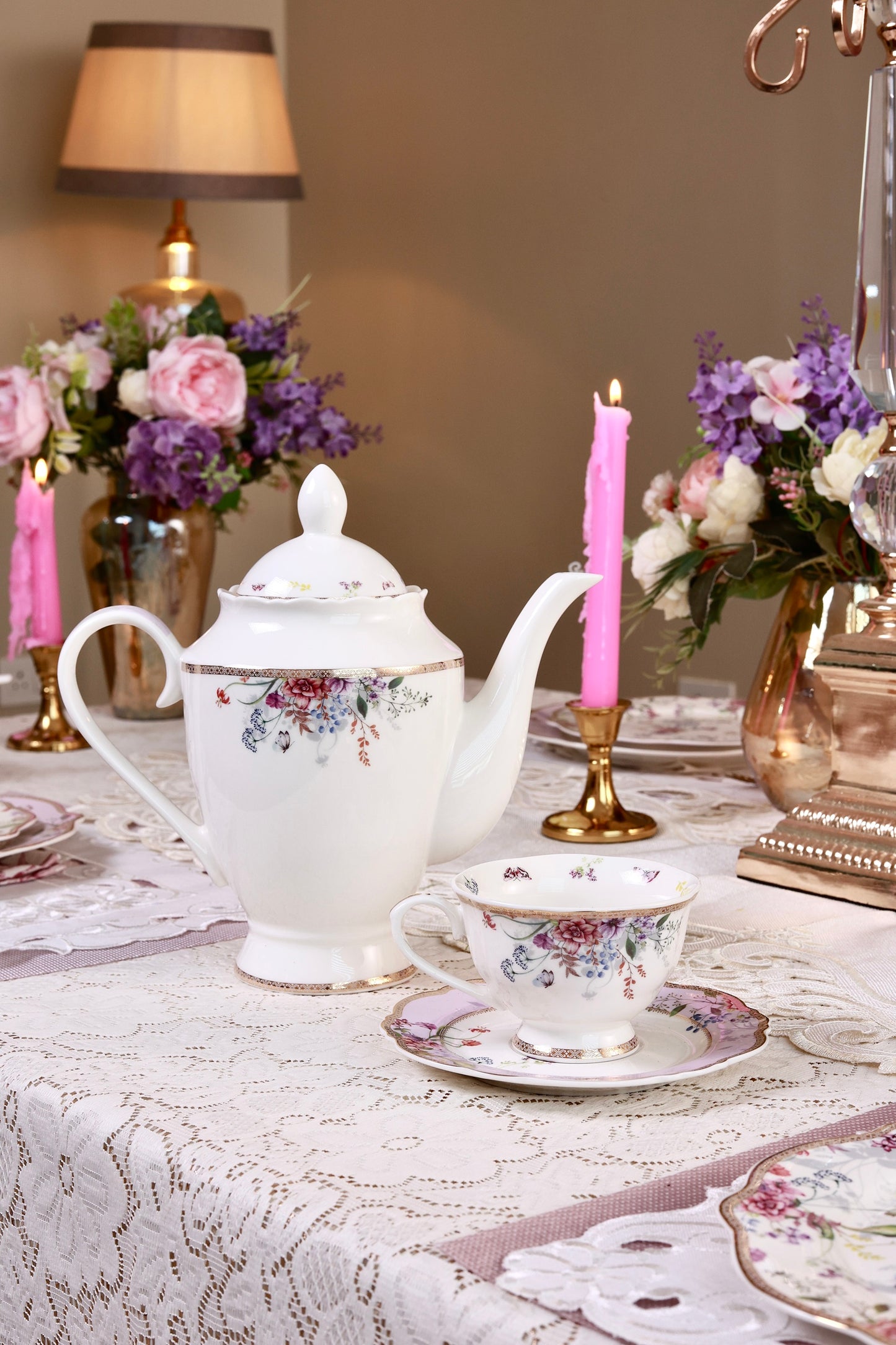 Lilac Garden 15 Pcs Tea Set (Vintage Collection)