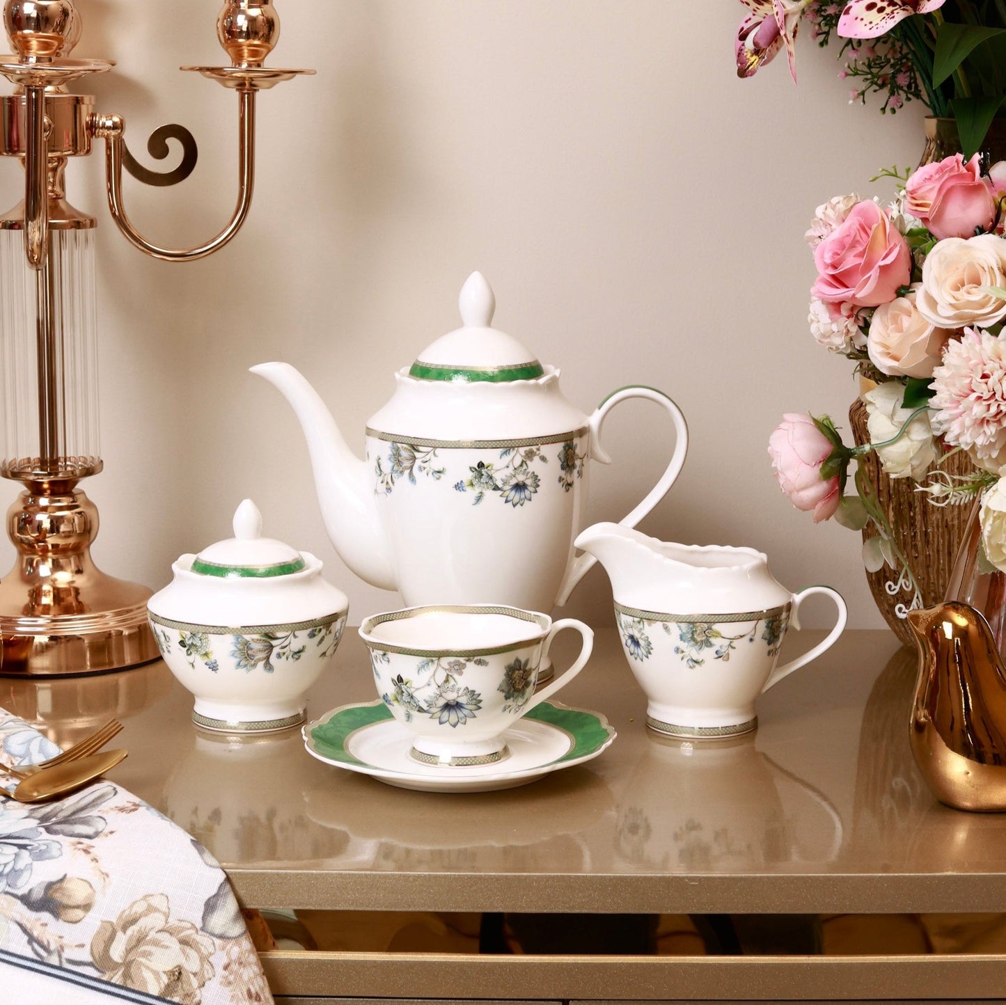 Tudor Green 15 Pcs Tea Set (Vintage Collection)