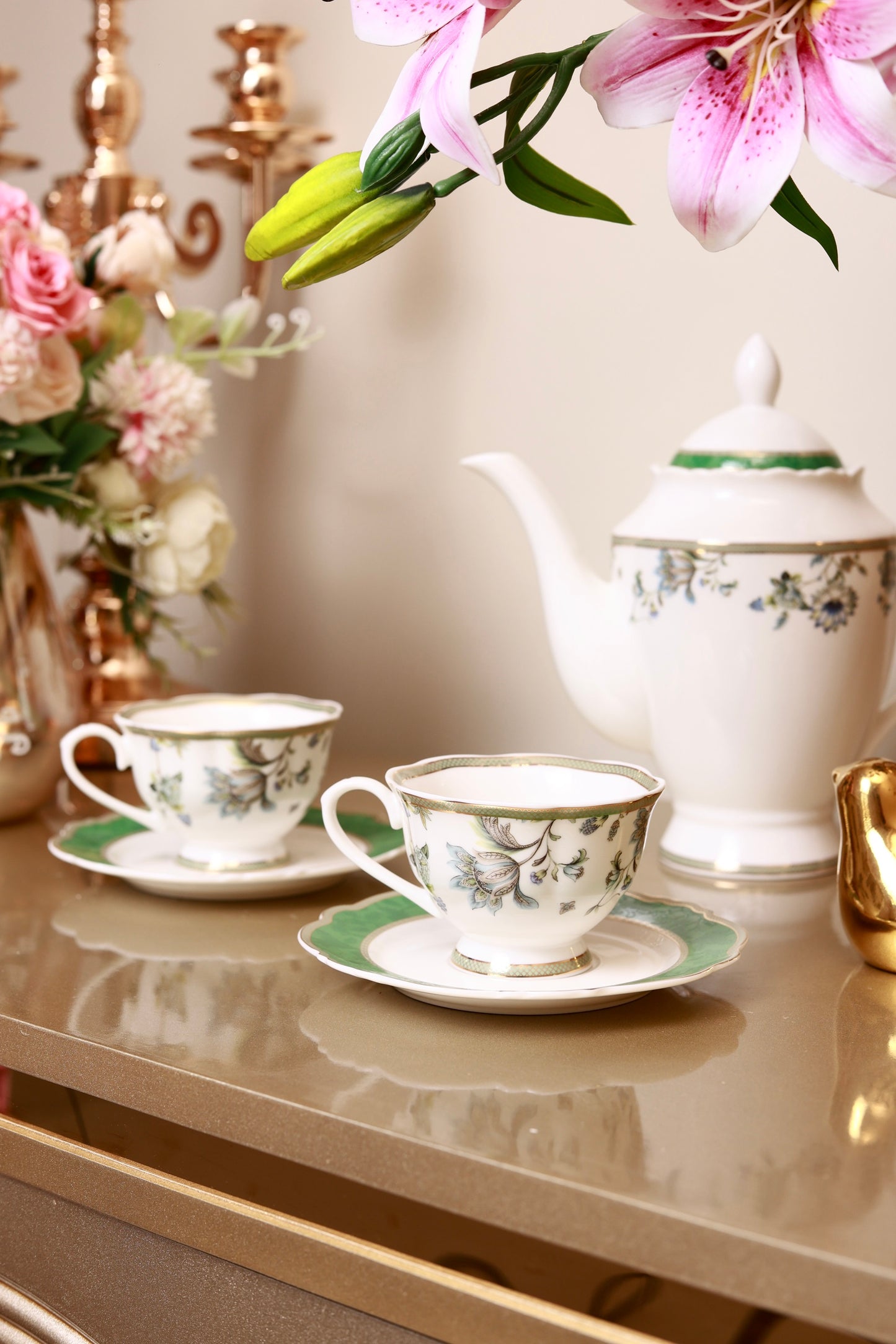 Tudor Green 15 Pcs Tea Set (Vintage Collection)